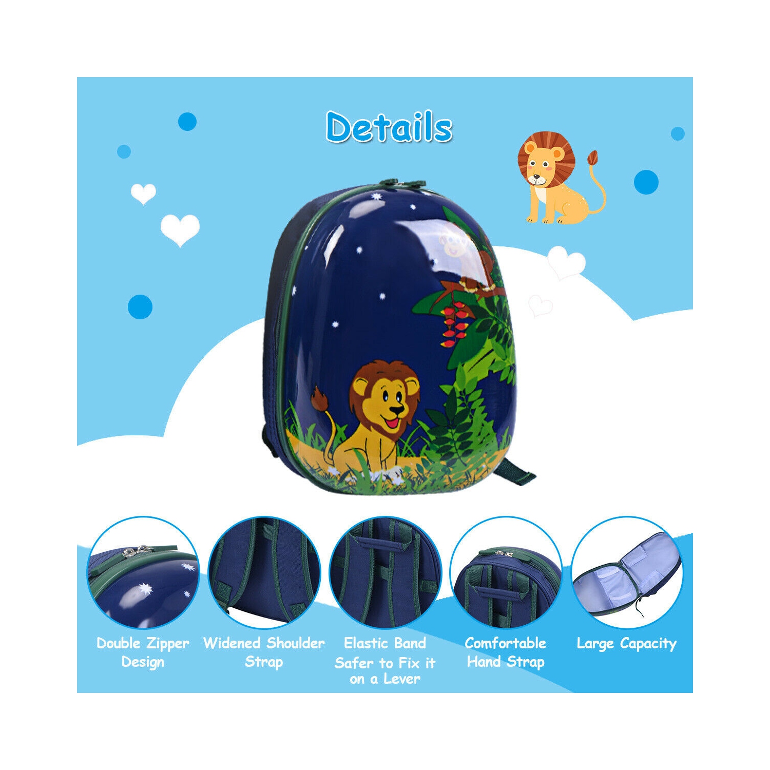 Costway 2Pc 12'' 16'' Kids Luggage Set Suitcase Backpack School Travel Trolley ABS pink\pink&light green\dark blue\light