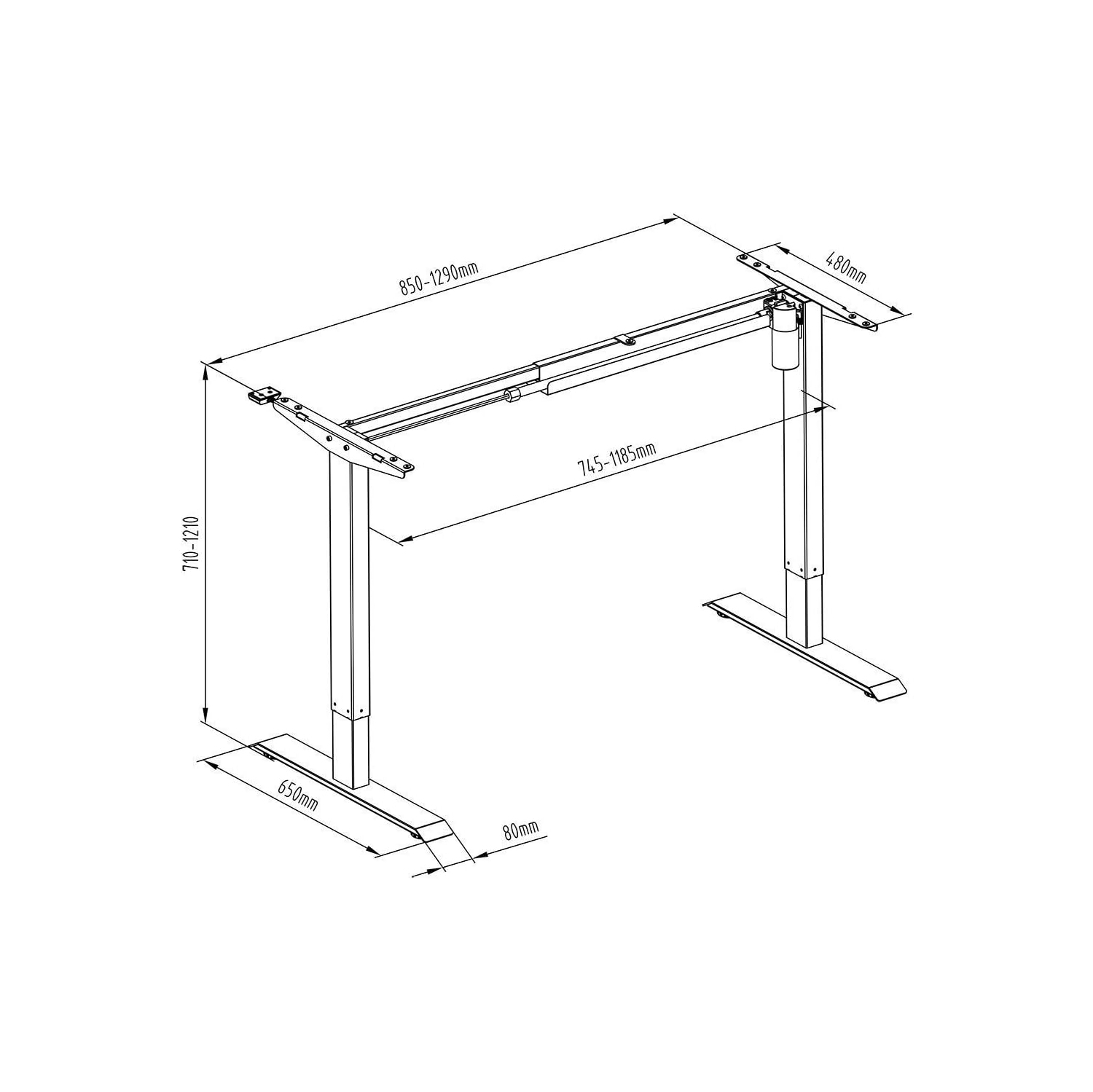 Boost Industries Floor Standing FS-DR48Mii Shallow Motorized/Electric Height Adjustable Desk Frame