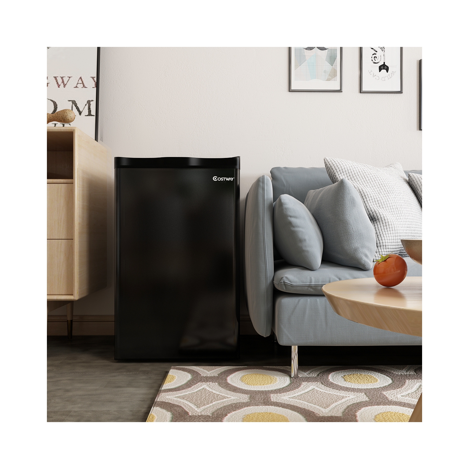 Costway 3.2 Cu.Ft Mini Fridge Compact Refrigerator Dorm Office w/ Reversible Door