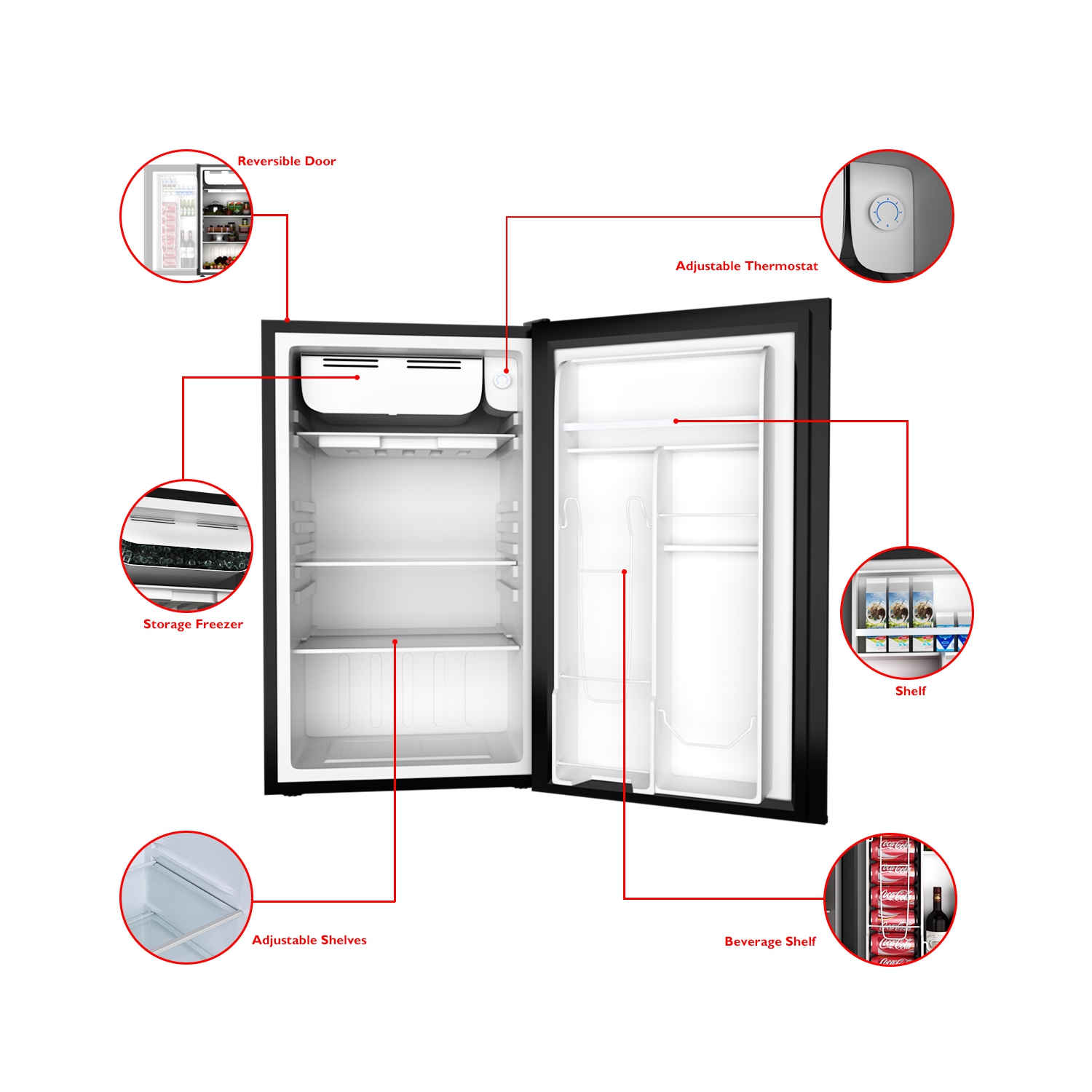 Costway 3.2 Cu.Ft Mini Fridge Compact Refrigerator Dorm Office w/ Reversible Door