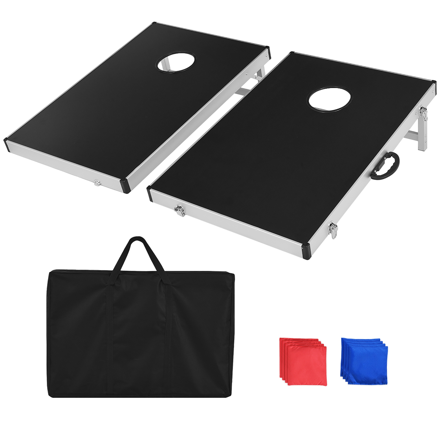 Ensemble de Jeu de Cornhole Costway, Jeu de Lancers de Bean Bags Pliable avec Sac de Transport
