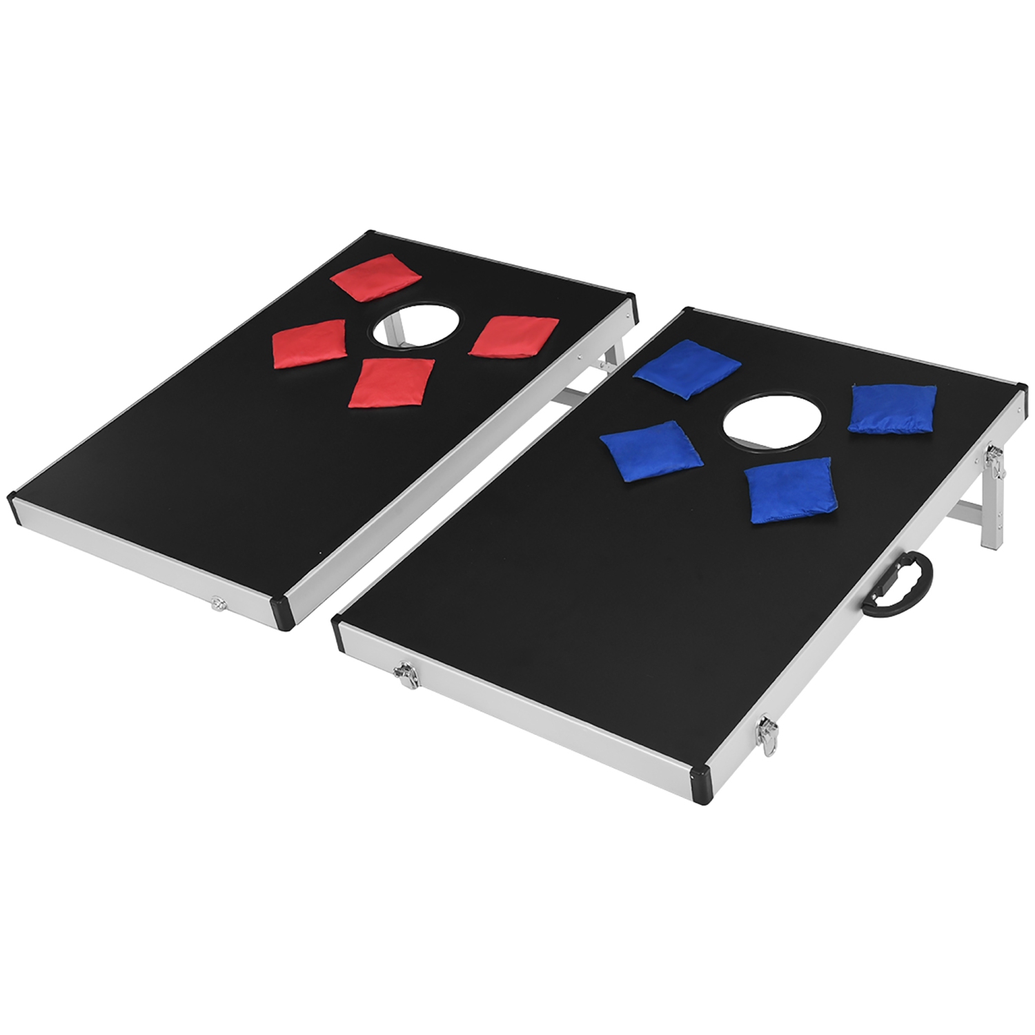 Ensemble de Jeu de Cornhole Costway, Jeu de Lancers de Bean Bags Pliable avec Sac de Transport