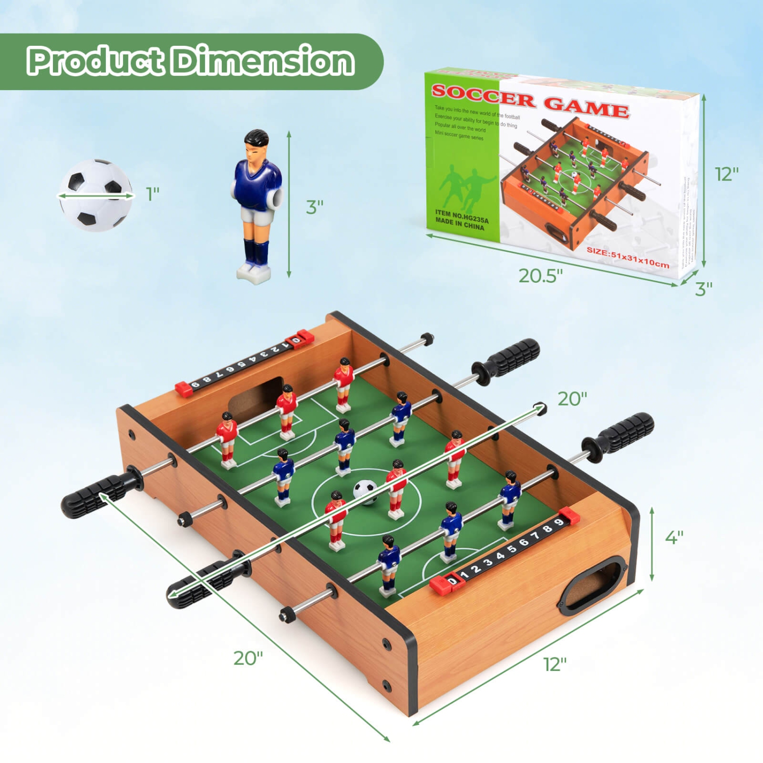 Costway 20" Football Table Competition Game Soccer Arcade Sized Indoor Sports