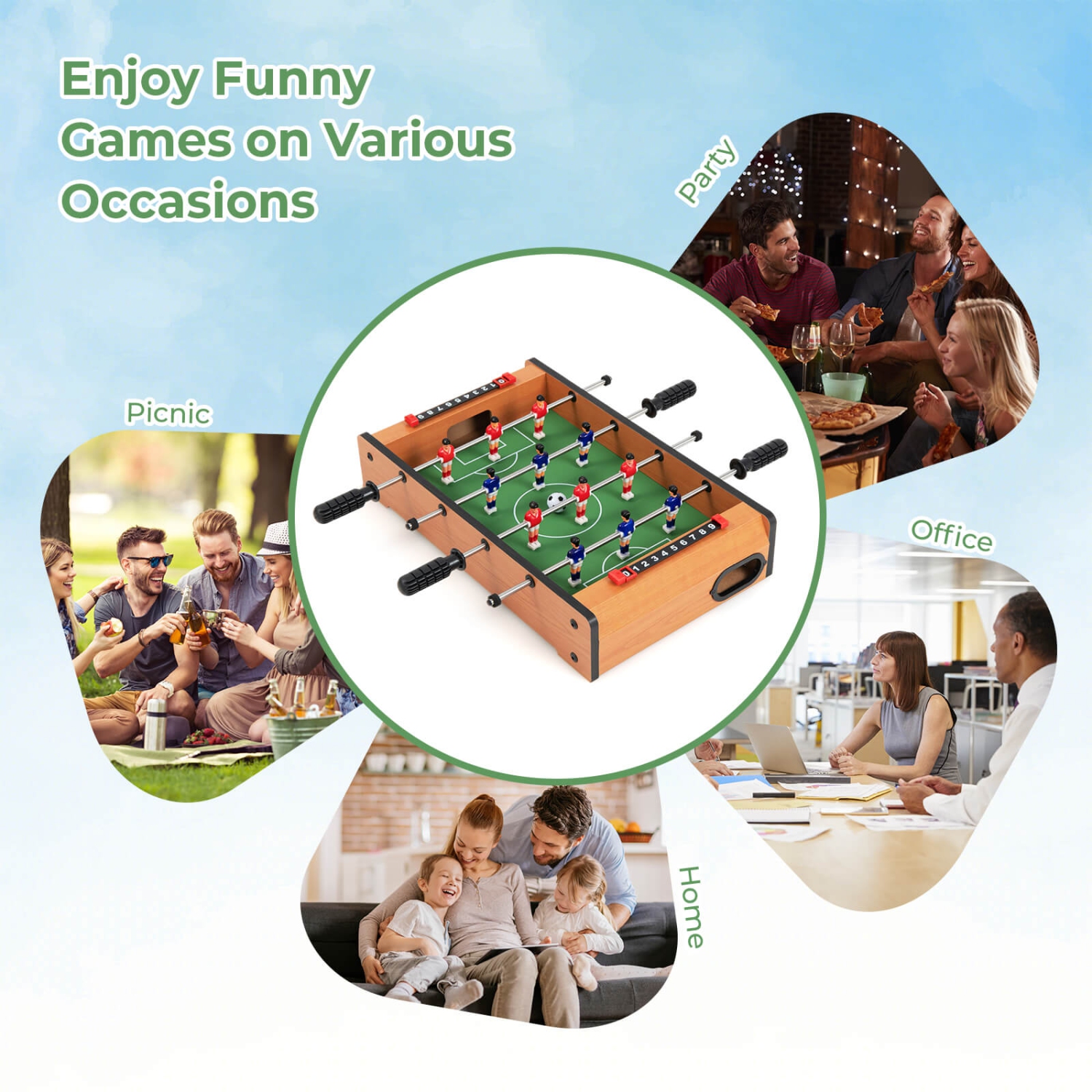 Costway 20" Football Table Competition Game Soccer Arcade Sized Indoor Sports