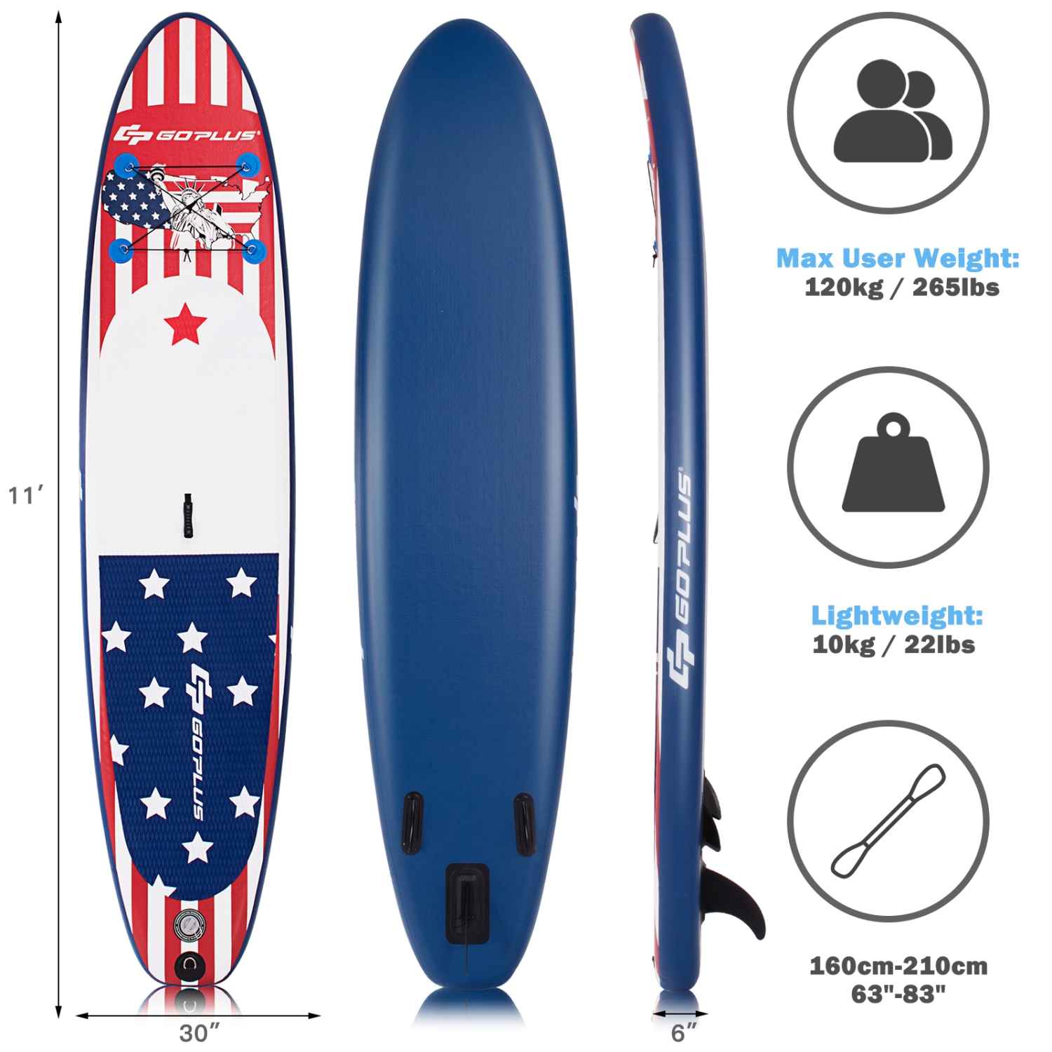 Goplus 11' Inflatable Stand Up Paddle Board Surfboard W/Pump Aluminum Paddle