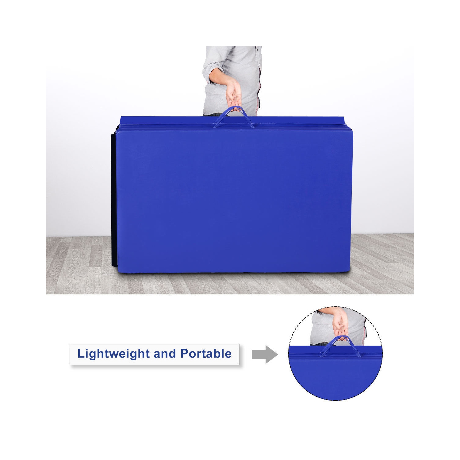 Costway 4'x10'x2" Folding Gymnastics Gym Exercise Mats Blue Stretching Yoga Mat Blue