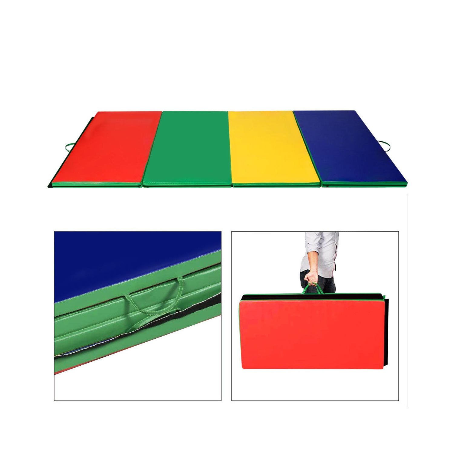 Costway 4'x10'x2" Gymnastics Mat Folding Panel Thick Gym Fitness Exercise