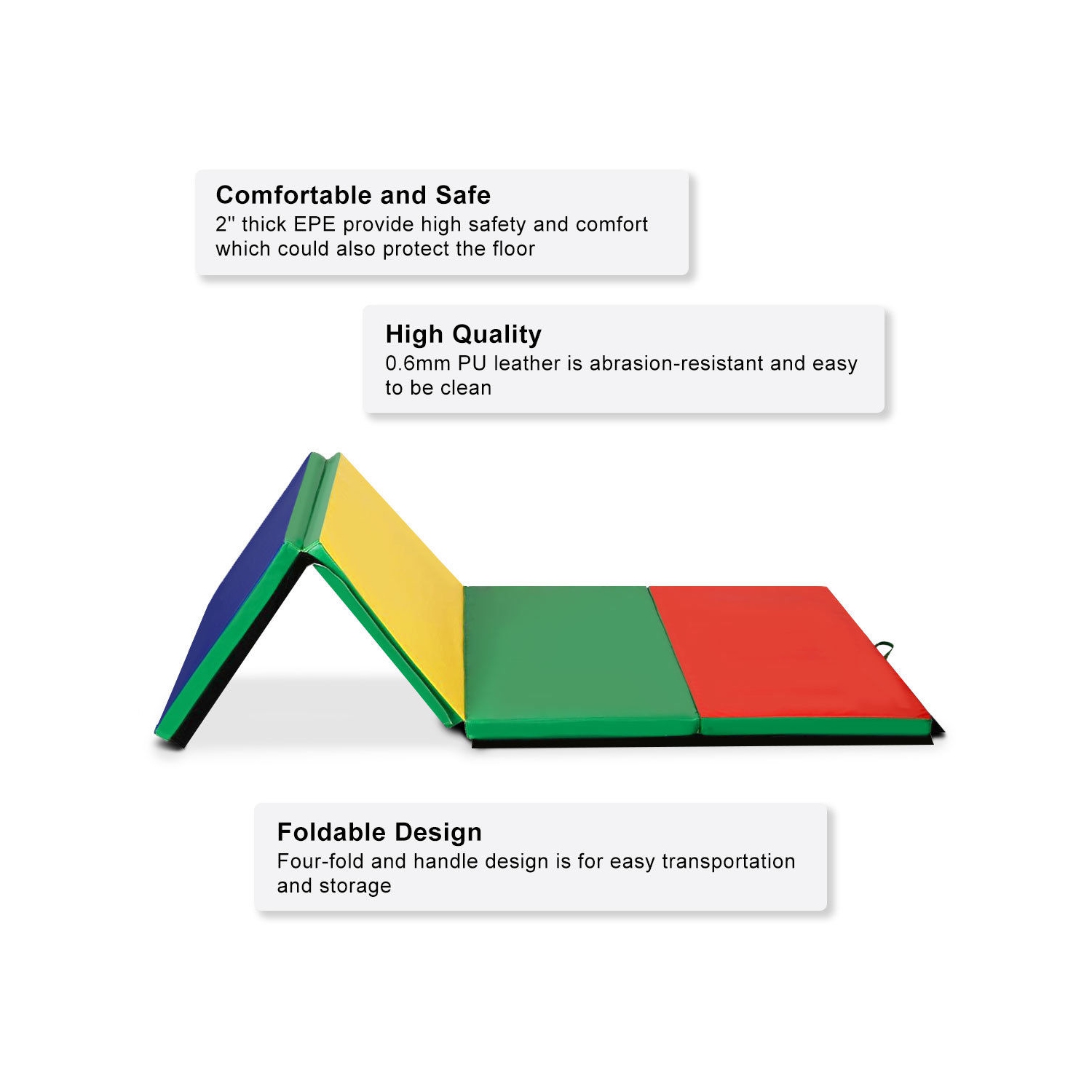 Costway 4'x10'x2" Gymnastics Mat Folding Panel Thick Gym Fitness Exercise