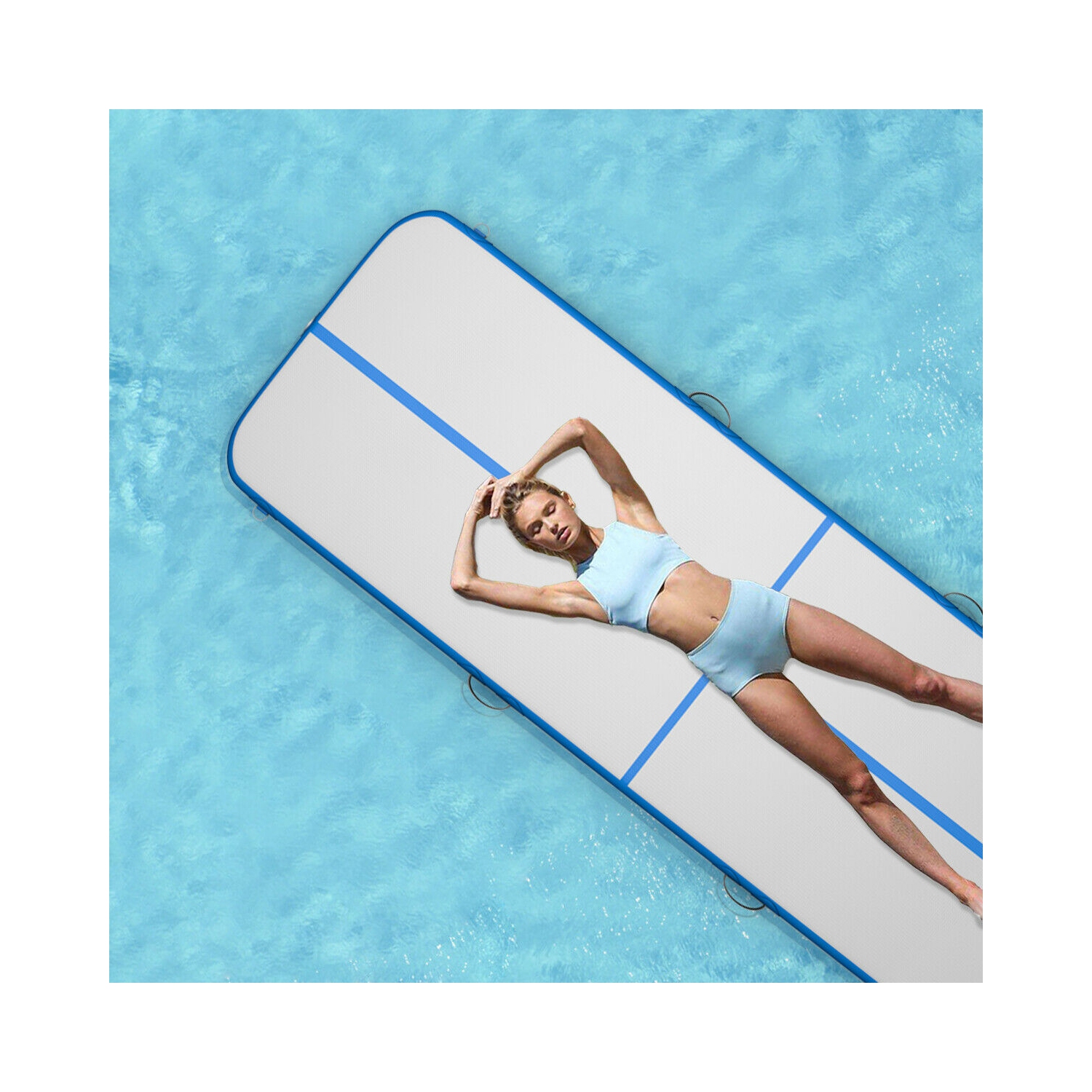 Tapis de gymnastique gonflable de 10 pi de Goplus Pompe à eau bleue