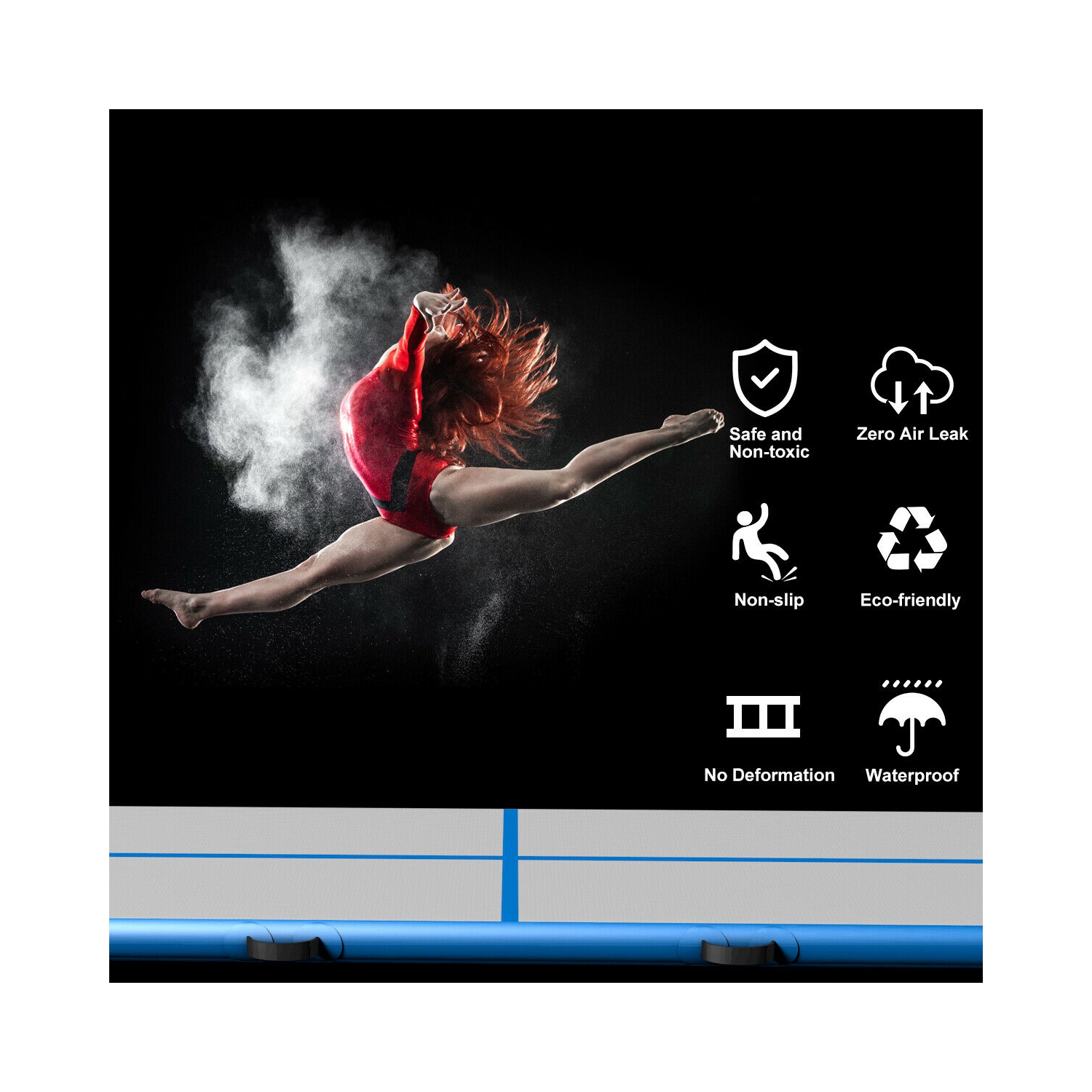 Tapis de gymnastique gonflable de 10 pi de Goplus Pompe à eau bleue