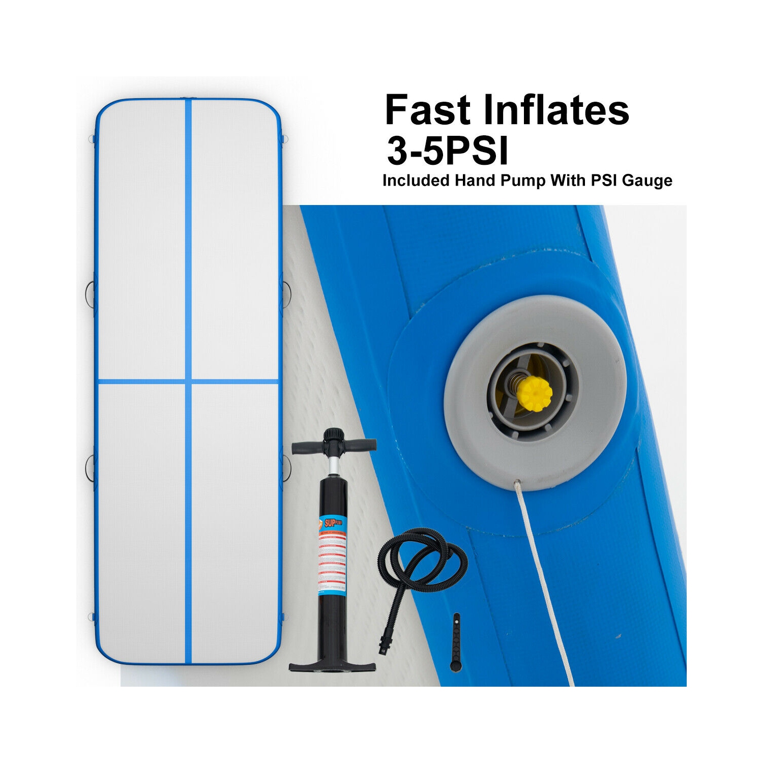 Tapis de gymnastique gonflable de 10 pi de Goplus Pompe à eau bleue