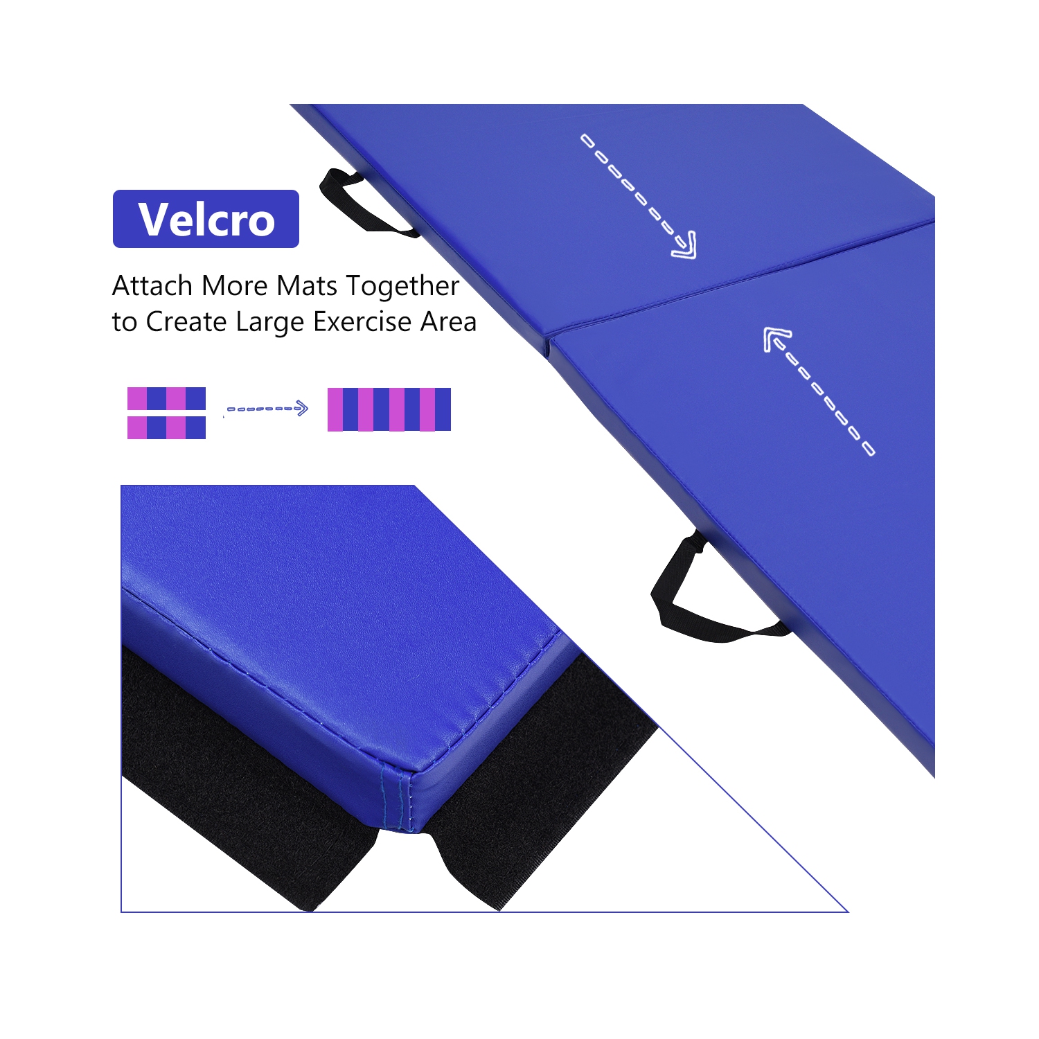 Costway 6'x2' Yoga Mat Folding Exercise Aerobics Stretch Gymnastic w/Handle Blue