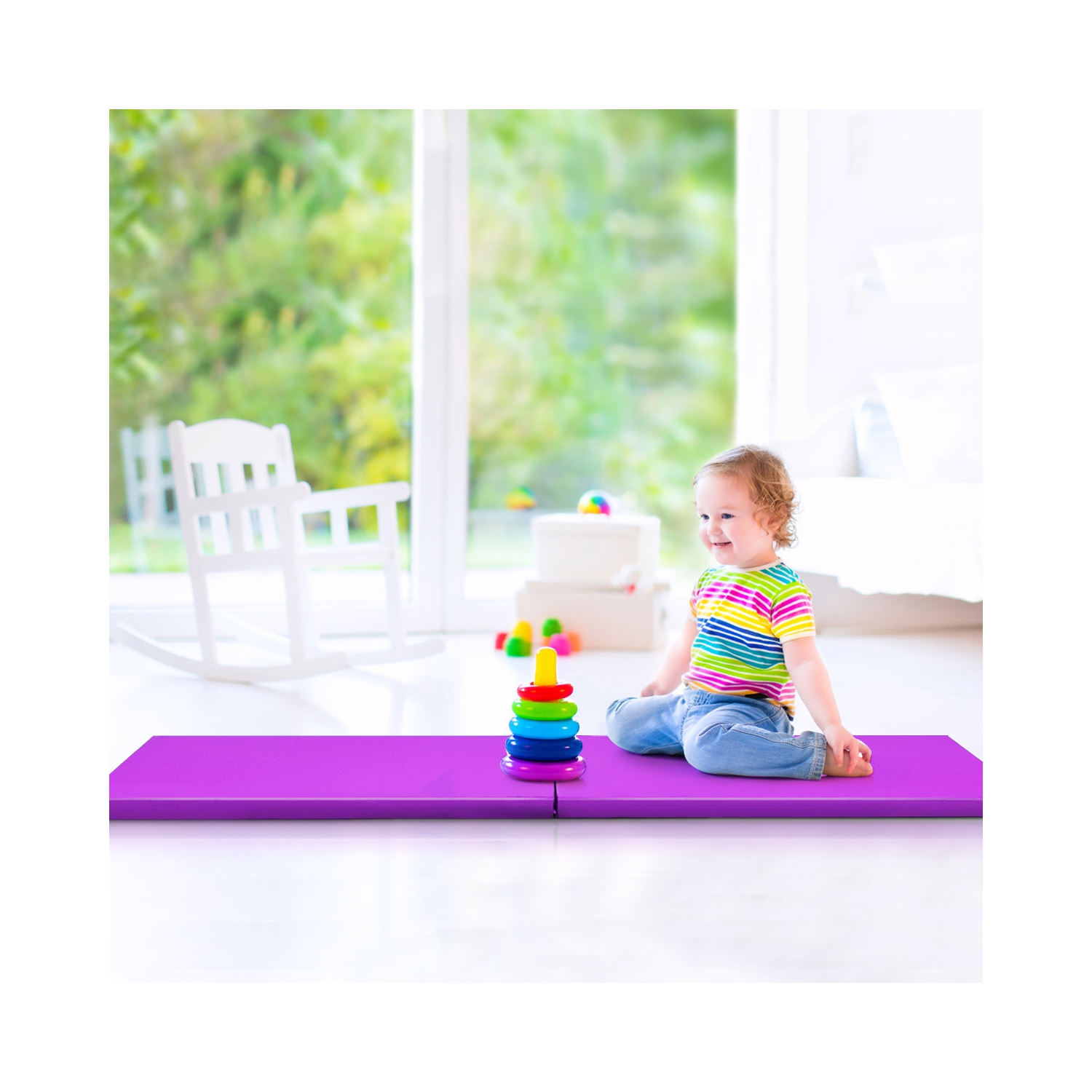 Tapis d’exercice de gymnastique de 6 x 2 pi Thick 2 Folding Panel Fitness Home Gym de Costway