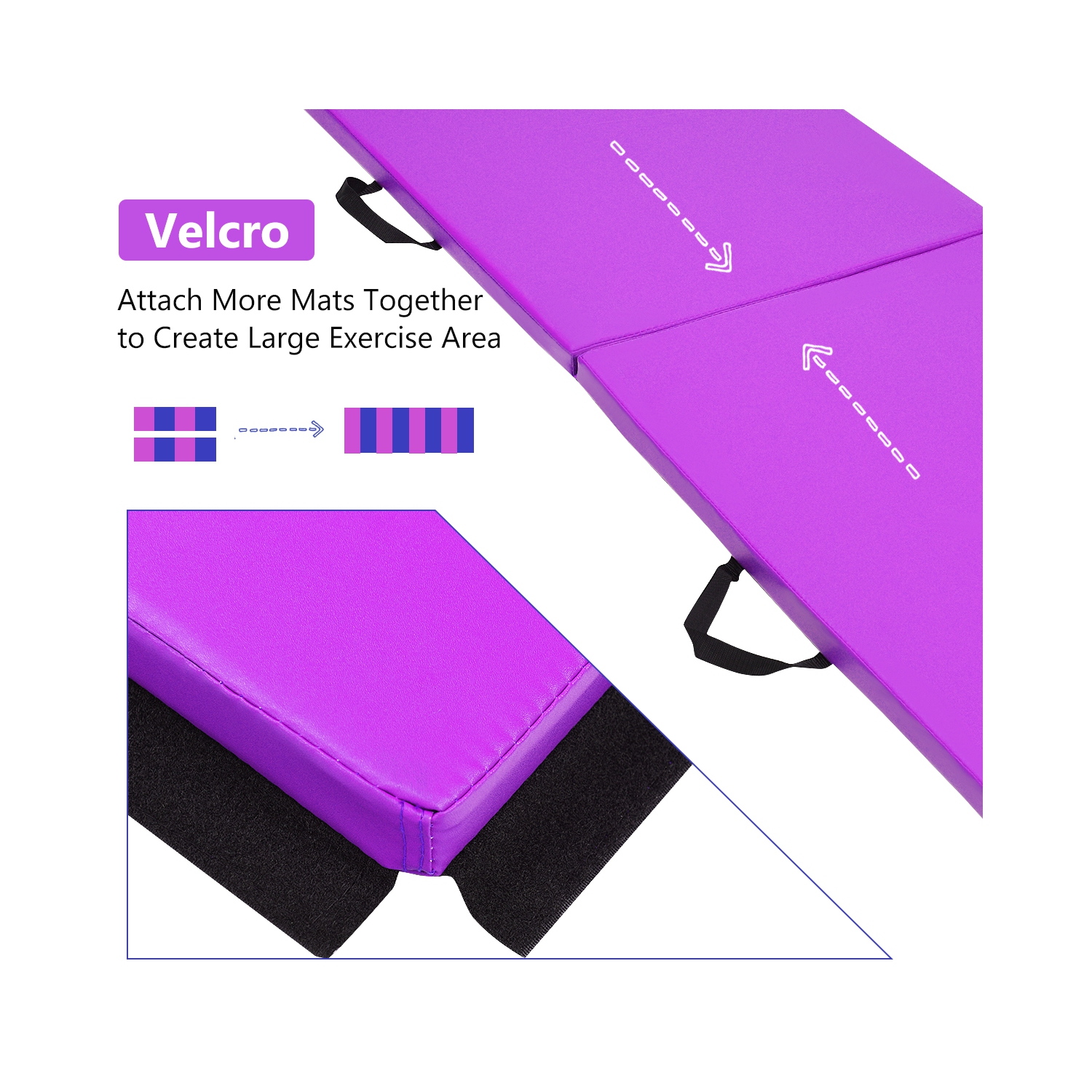 Tapis d’exercice de gymnastique de 6 x 2 pi Thick 2 Folding Panel Fitness Home Gym de Costway