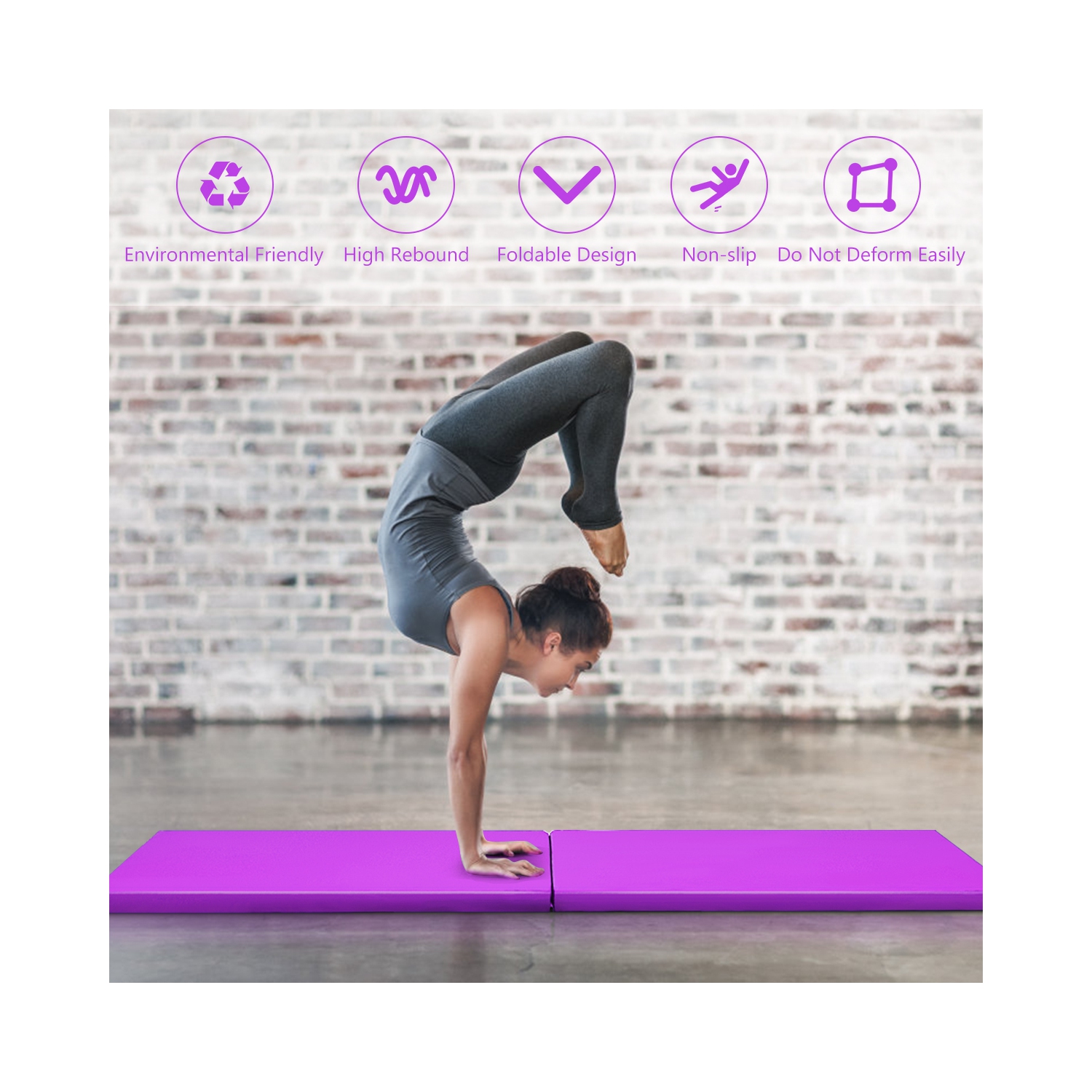 Tapis d’exercice de gymnastique de 6 x 2 pi Thick 2 Folding Panel Fitness Home Gym de Costway