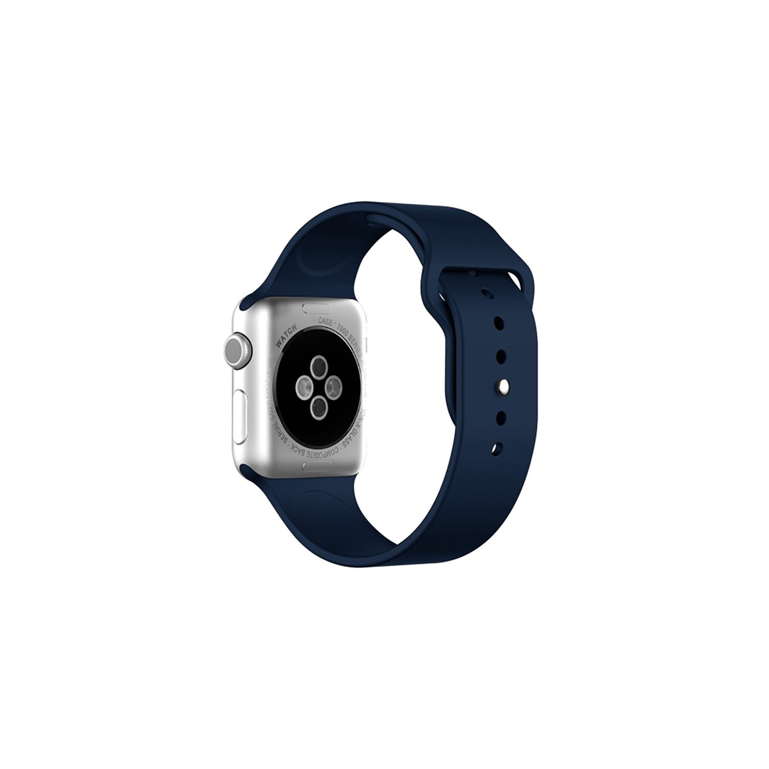 Bracelet en silicone bleu marine minuit de PANDACO pour Apple Watch 42&nbsp;mm/44&nbsp;mm/45&nbsp;mm/46&nbsp;mm/49&nbsp;mm