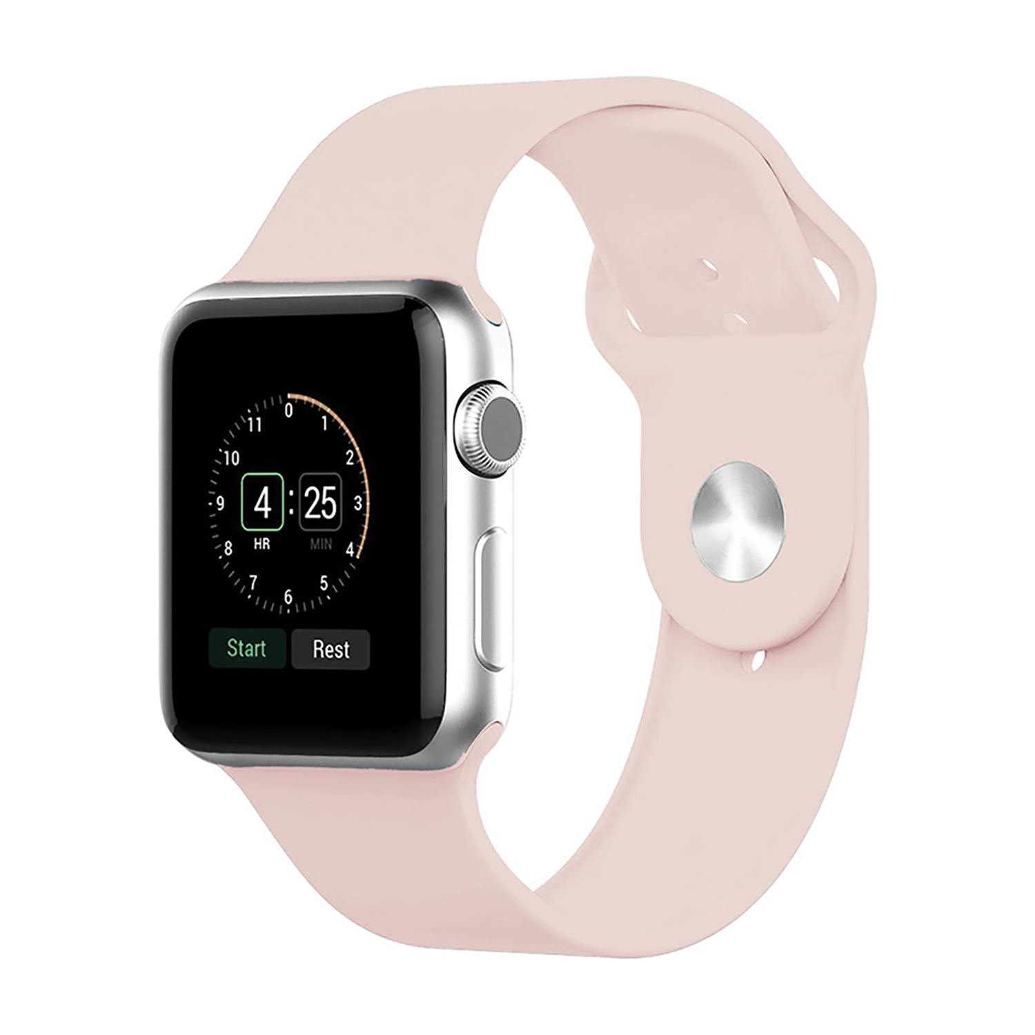 Bracelet en silicone rose pêche de PANDACO pour Apple Watch 38&nbsp;mm/40&nbsp;mm/41&nbsp;mm/42&nbsp;mm