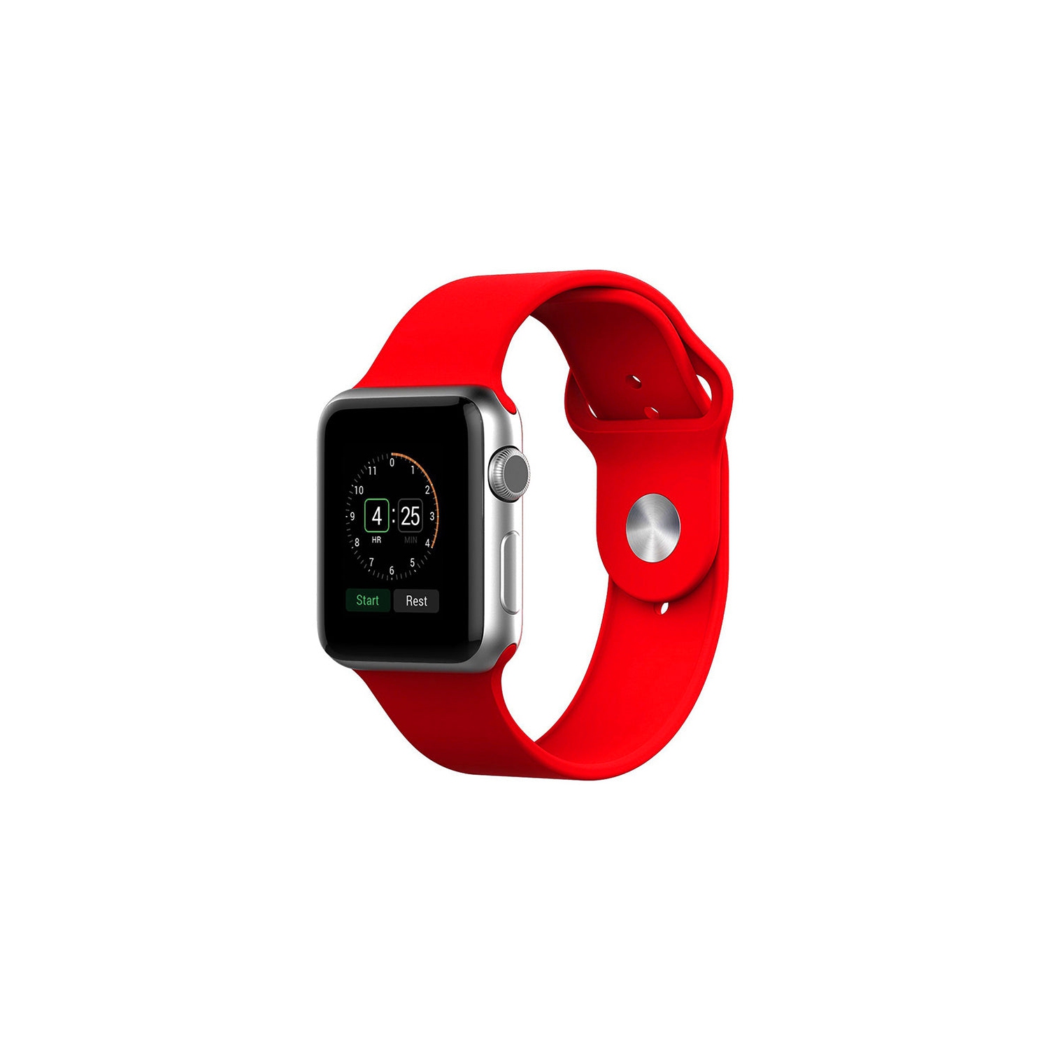 Bracelet en silicone rouge cramoisi de PANDACO pour Apple Watch 42&nbsp;mm/44&nbsp;mm/45&nbsp;mm/46&nbsp;mm/49&nbsp;mm