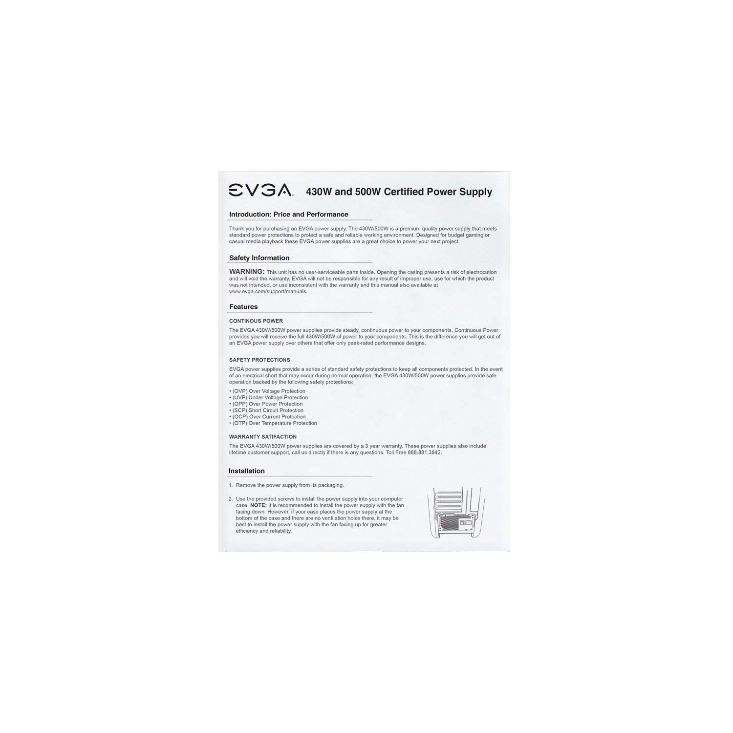 EVGA 700W W1 80+ WHITE 3 Ans de Garantie Alimentation PC 100-W1