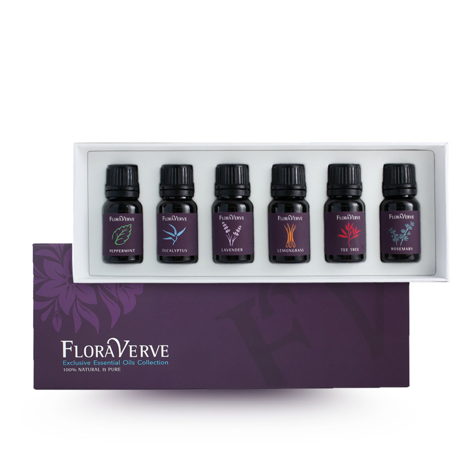 Floraverve Exclusive Huiles Essentielles, Collection Top 6 Scents - Huiles Essentielles Naturelles - 6 x 10 ml