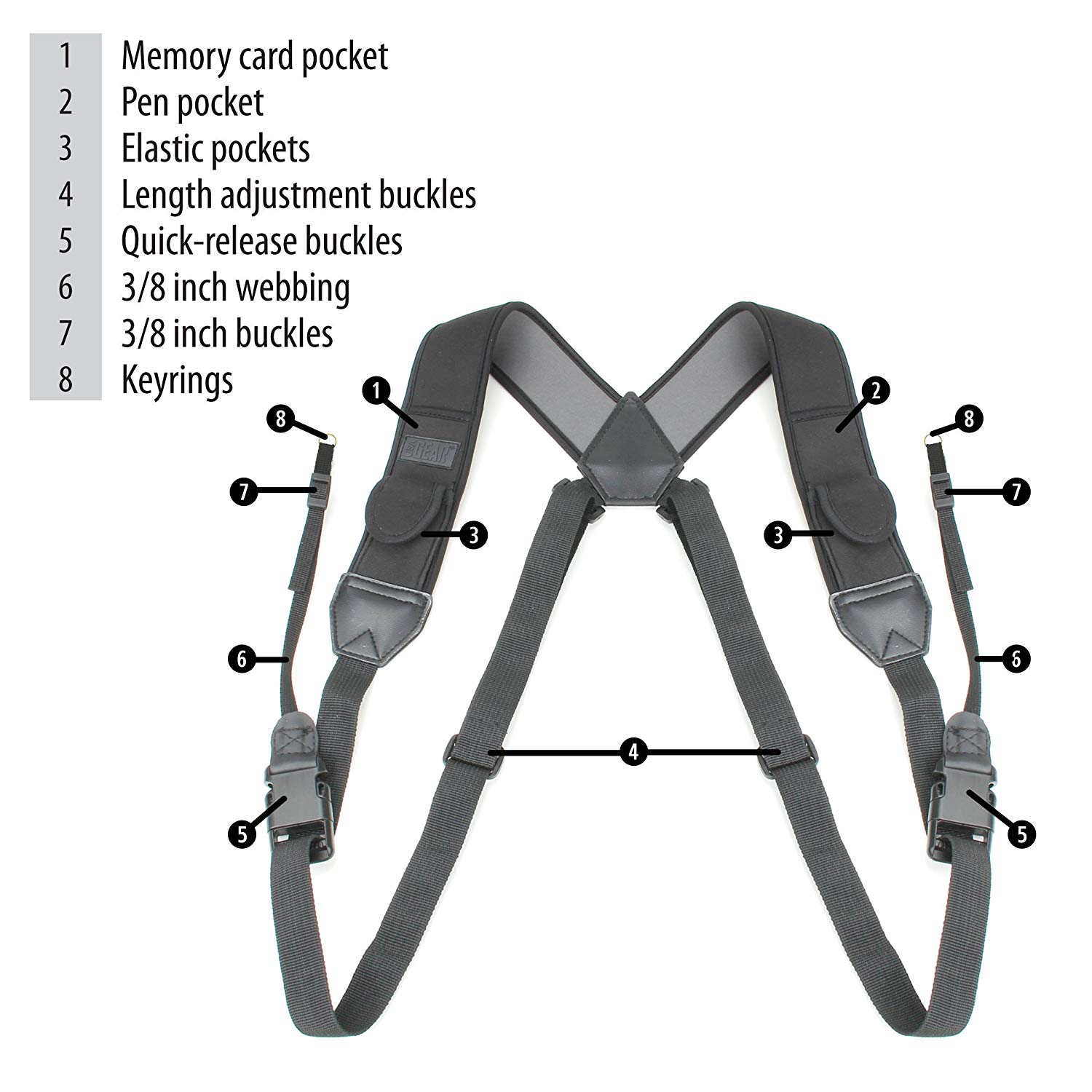 Accessoires harnais pour appareil photo reflex numérique Gear de Power USA avec rembourrage confortable et système à dégagement rapide