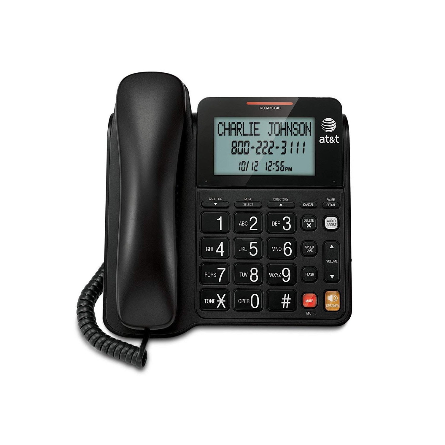 AT&T CL2940BK Corded Speakerphone with Large Display, Black