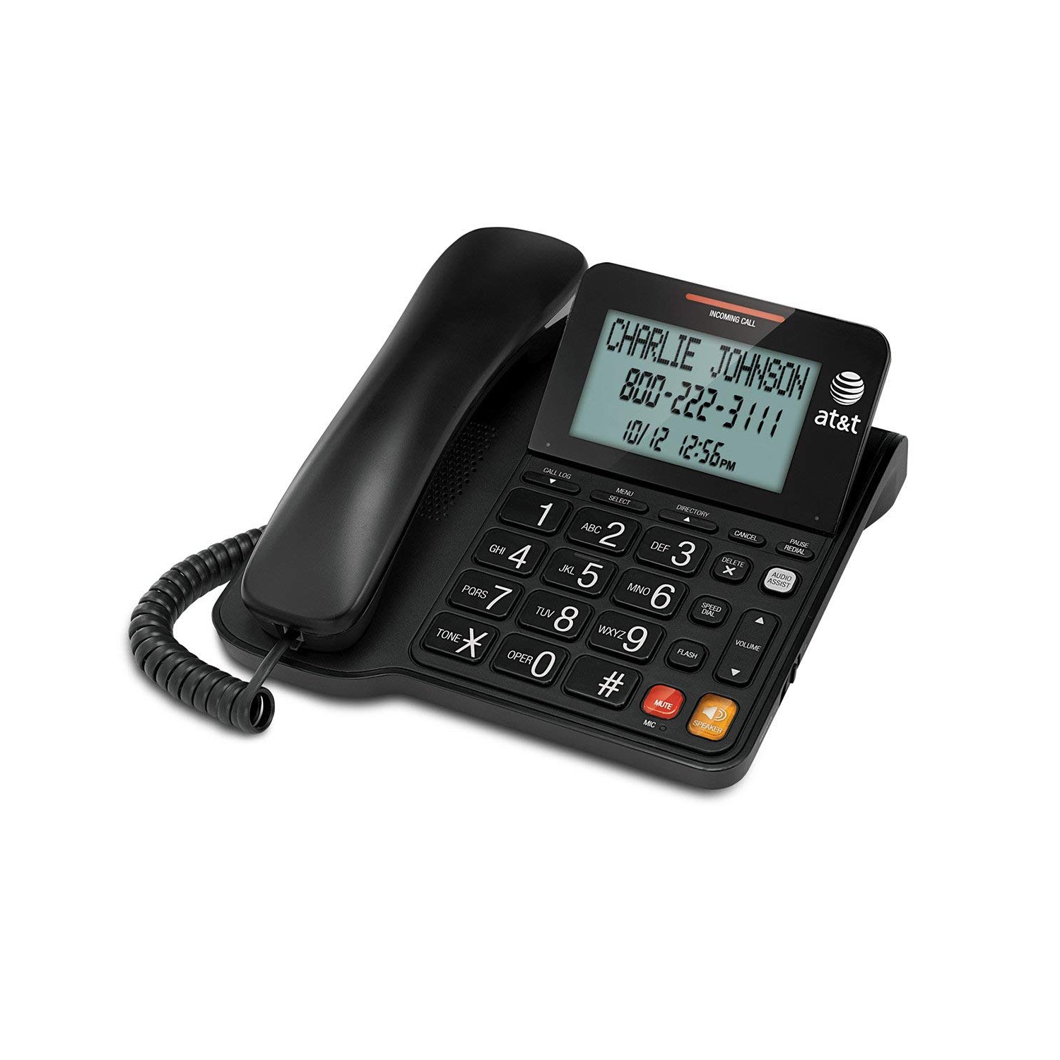 AT&T CL2940BK Corded Speakerphone with Large Display, Black