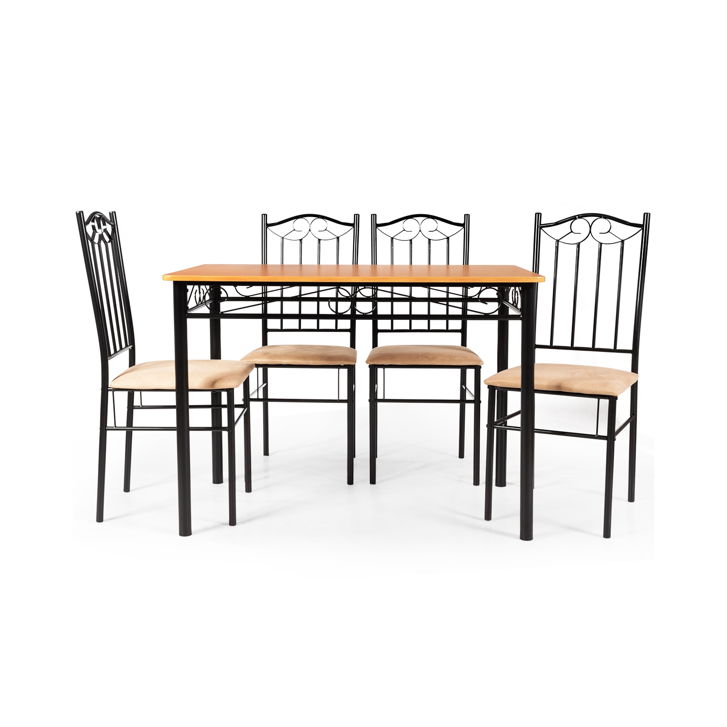 Costway 5 PC Dining Set Wood Metal Table and 4 Chairs Kitchen Breakfast Furniture New
