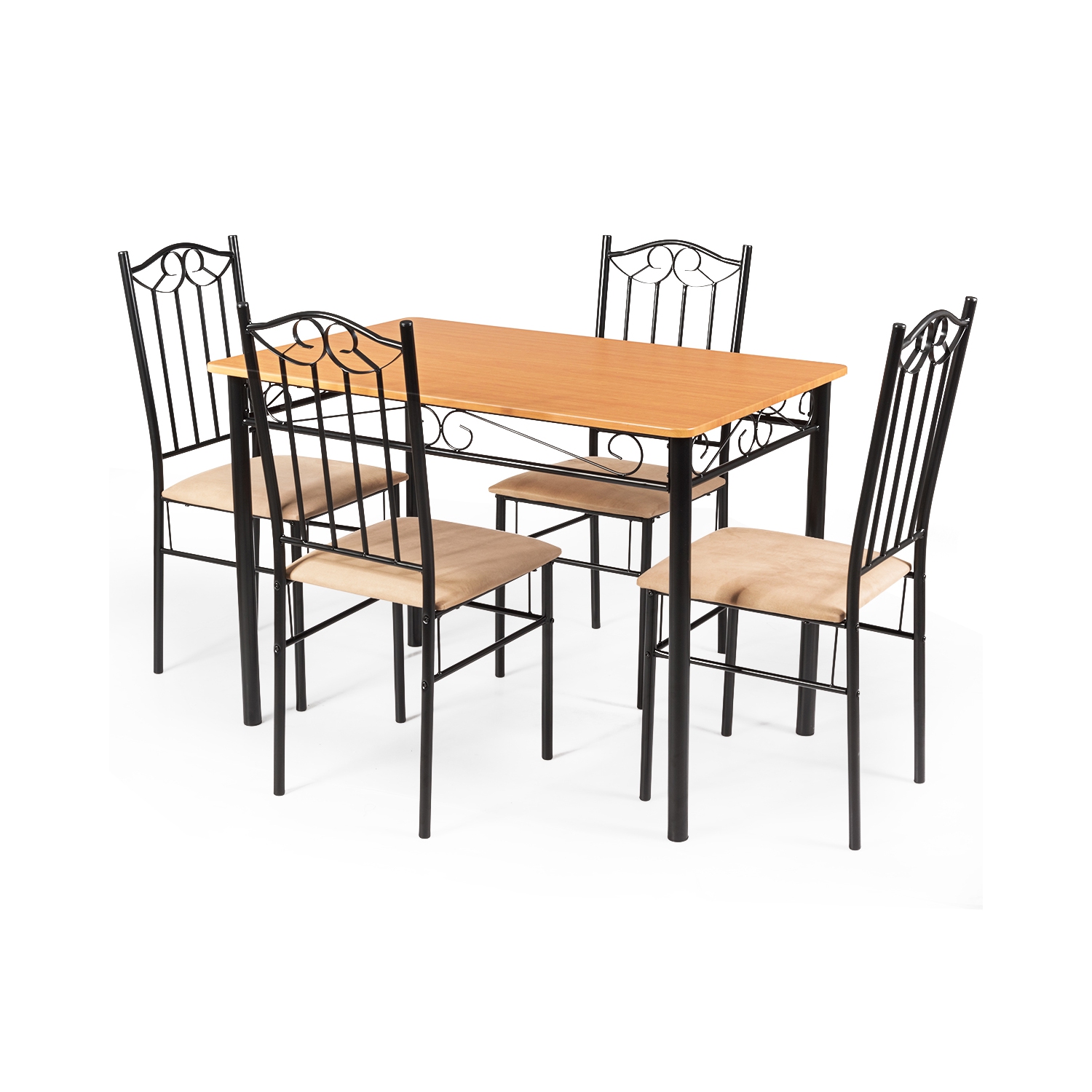 Costway 5 PC Dining Set Wood Metal Table and 4 Chairs Kitchen Breakfast Furniture New