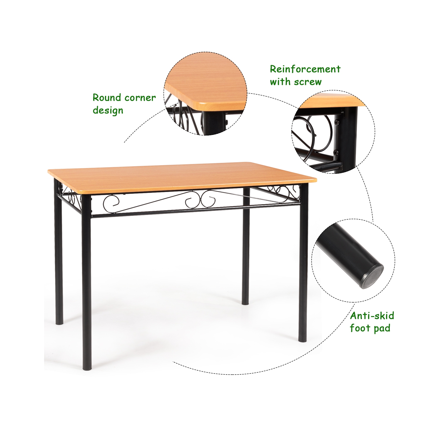 Costway 5 PC Dining Set Wood Metal Table and 4 Chairs Kitchen Breakfast Furniture New