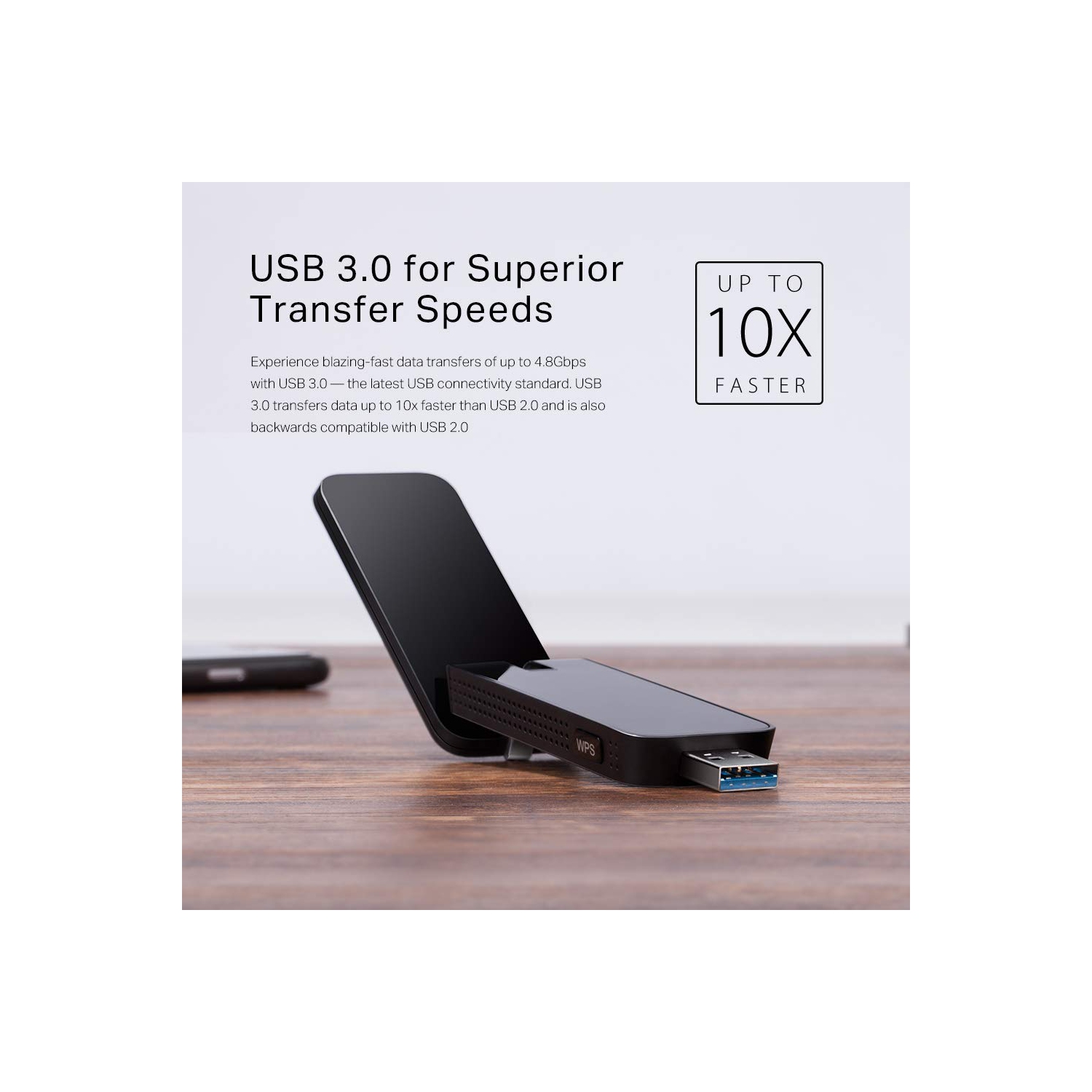 Adaptateur Wi-Fi USB 3.0 bibande 1300 Mb/s Archer T4U de TP-Link, clé Wi-Fi sans fil avec antenne pliable à gain élevé pour P