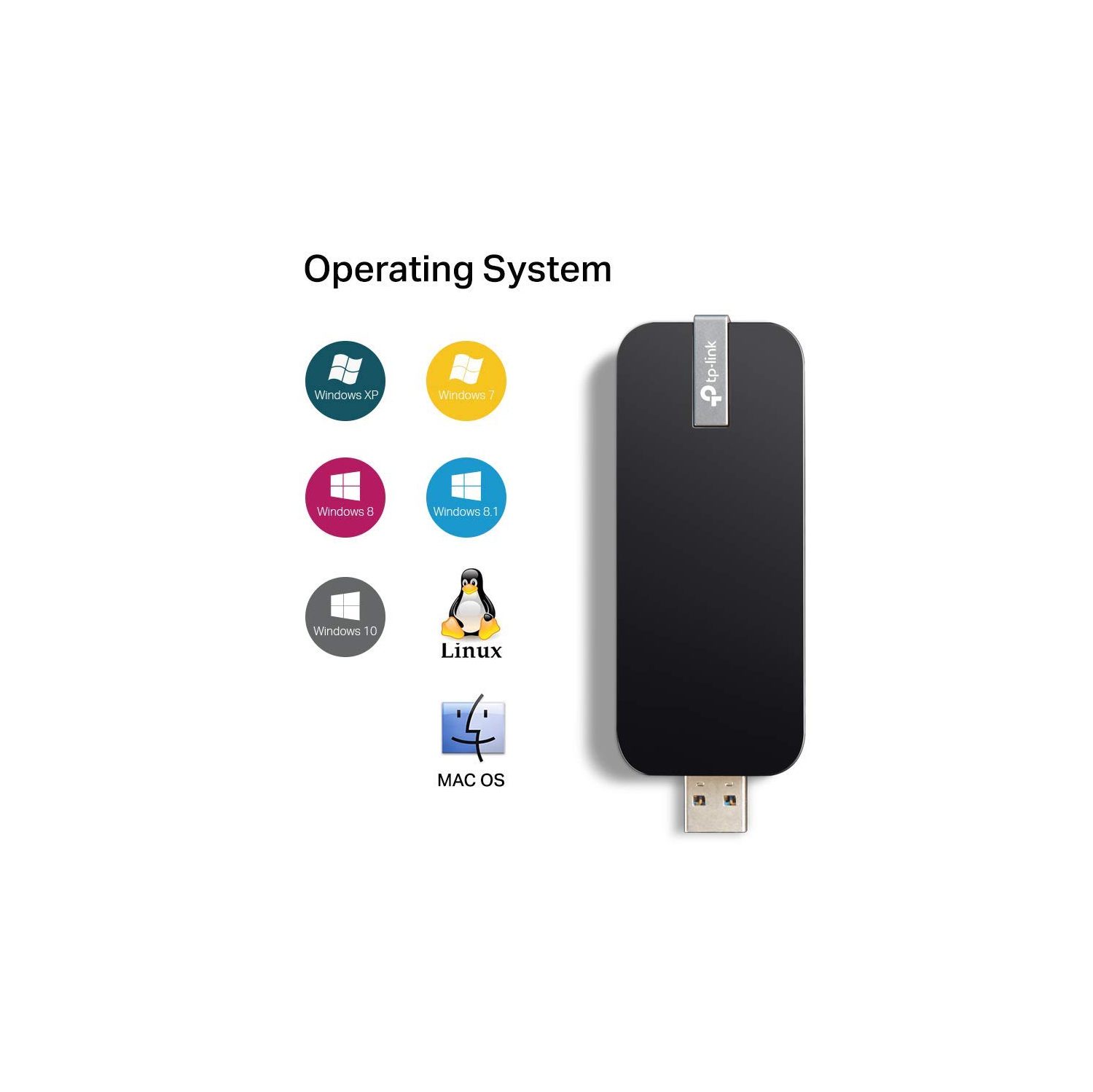 Adaptateur Wi-Fi USB 3.0 bibande 1300 Mb/s Archer T4U de TP-Link, clé Wi-Fi sans fil avec antenne pliable à gain élevé pour P