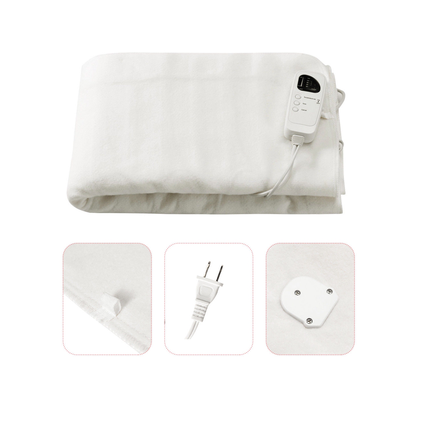 Costway Electric Heated Blanket Low-Voltage 5 Temperature Modes 8H Timer UL 2 SIZES