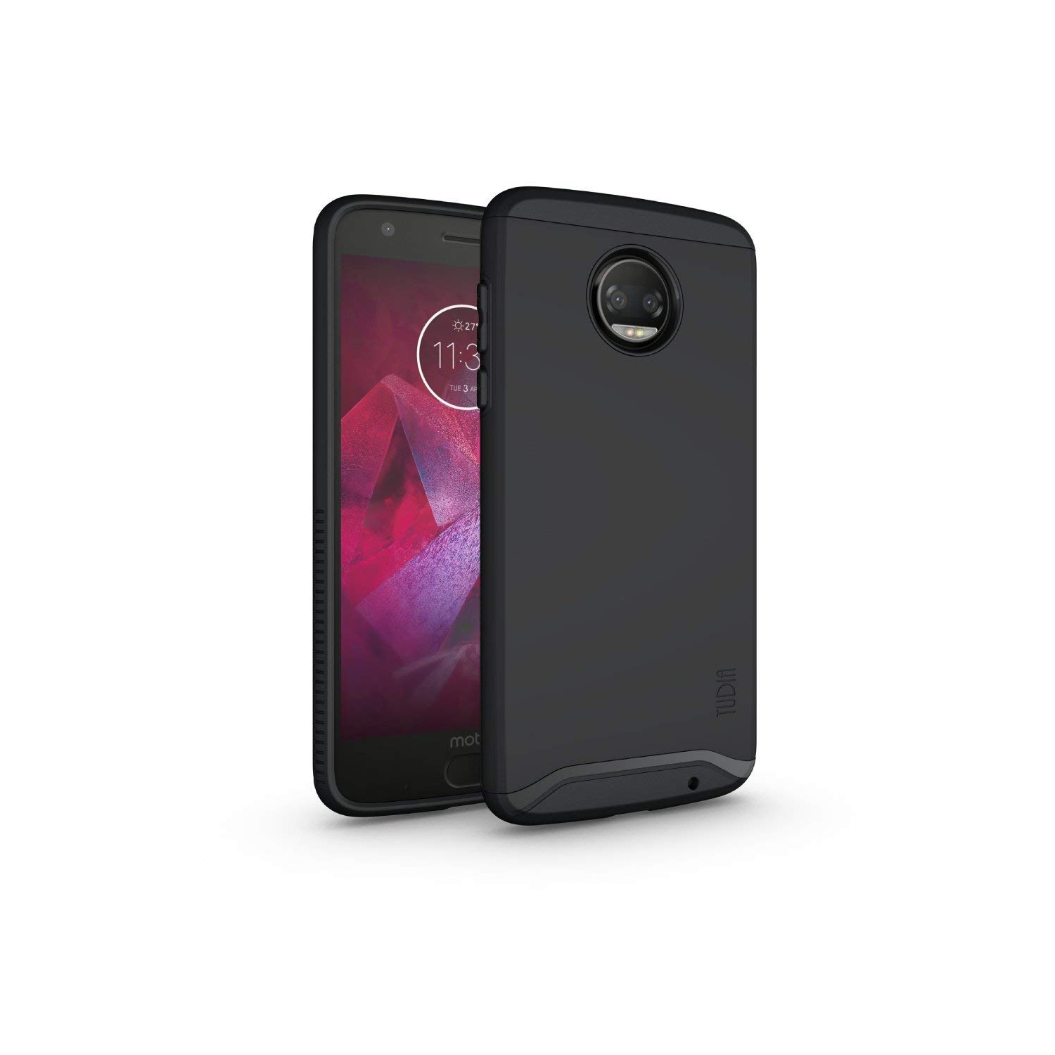 Moto Z2 Force Case, TUDIA Slim-Fit Heavy Duty [Merge] Extreme Protection Rugged but Slim Dual Layer Case for Motorola Moto Z F
