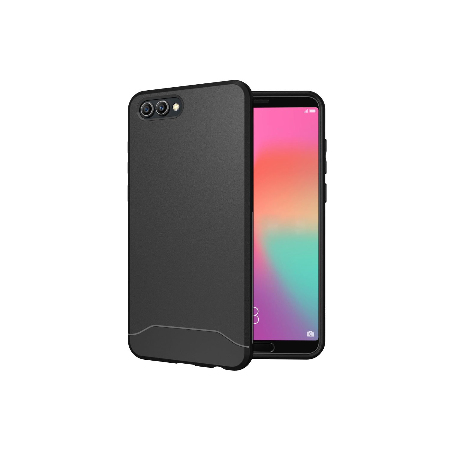 Honor View 10 Case, TUDIA Full-Matte Lightweight [Arch S] TPU Bumper Shock Absorption Cover for Huawei Honor View 10 (Black)