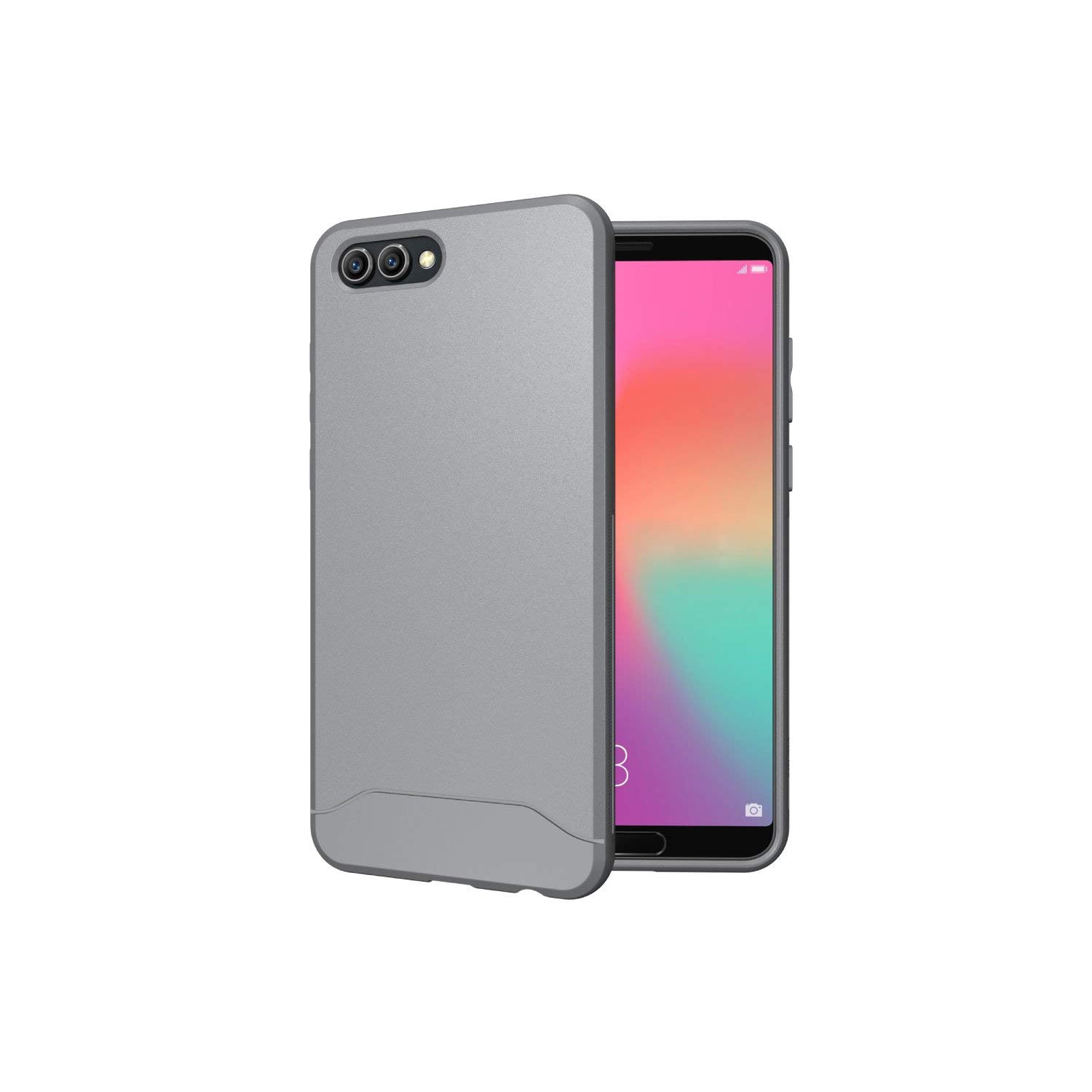 Honor View 10 Case, TUDIA Full-Matte Lightweight [Arch S] TPU Bumper Shock Absorption Cover for Huawei Honor View 10 (Gray)