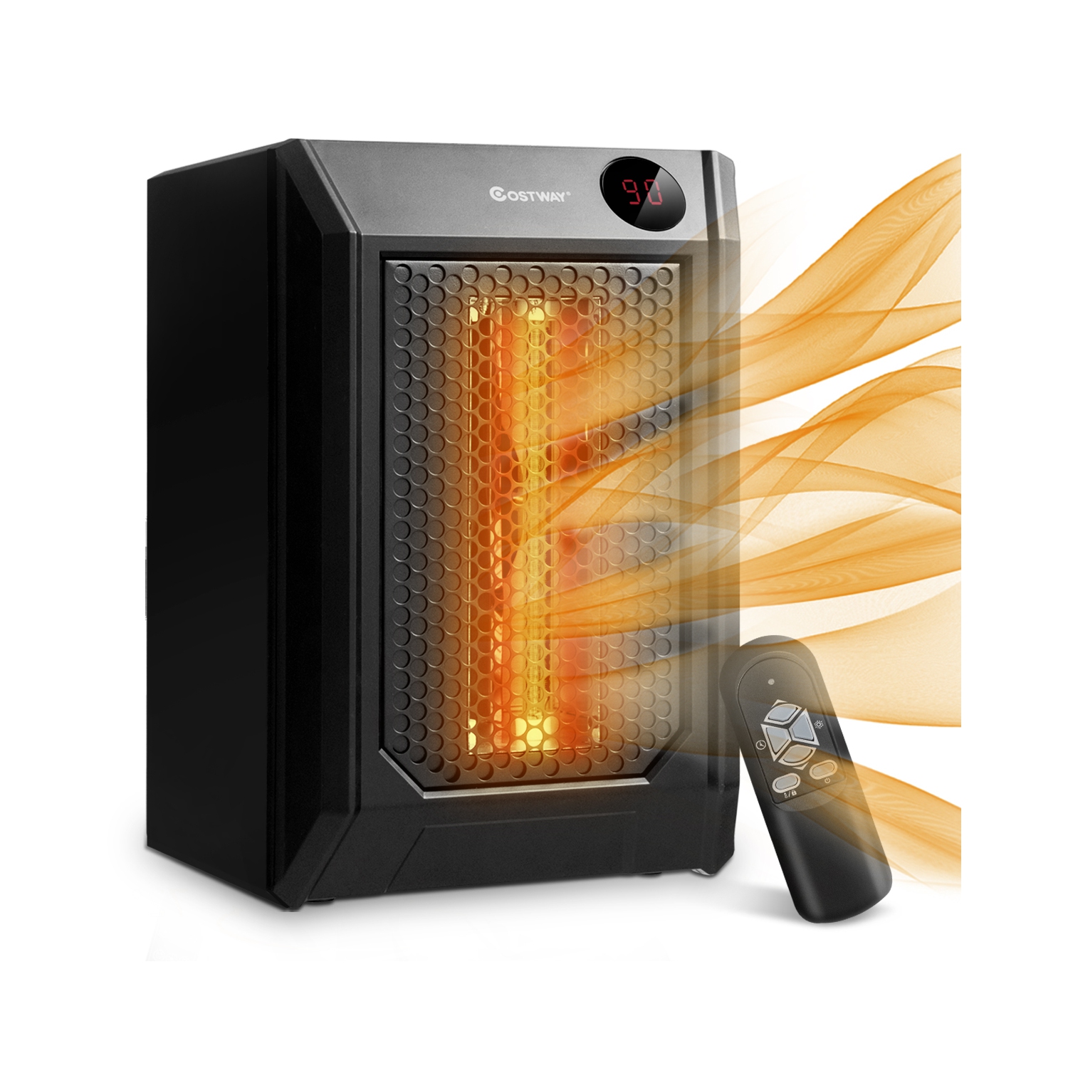 Chauffage électrique portable 1500W 12H Minuterie LED Salle de contrôle à distance Bureau