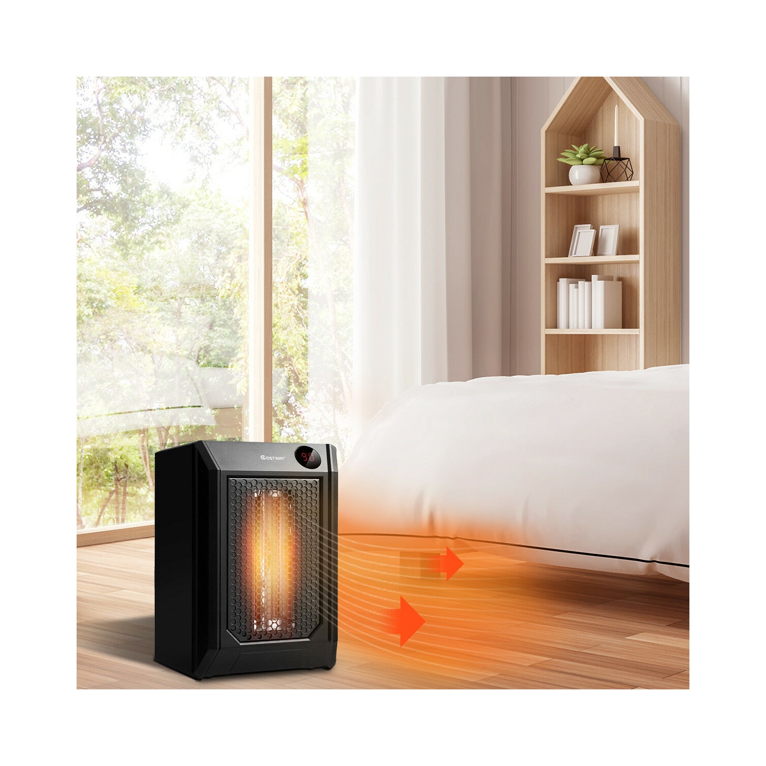 Chauffage électrique portable 1500W 12H Minuterie LED Salle de contrôle à distance Bureau