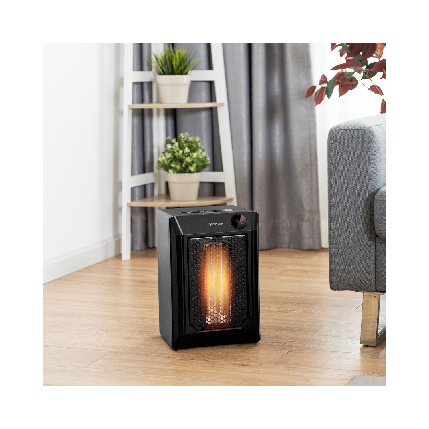 Chauffage électrique portable 1500W 12H Minuterie LED Salle de contrôle à distance Bureau