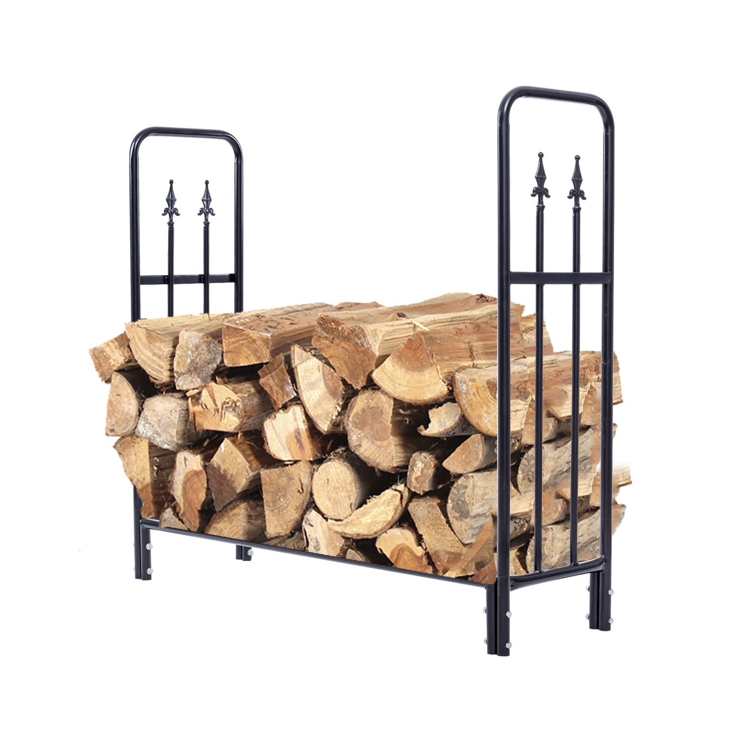 4 Feet Outdoor Heavy Duty Steel Firewood Log Rack Wood Storage Holder
