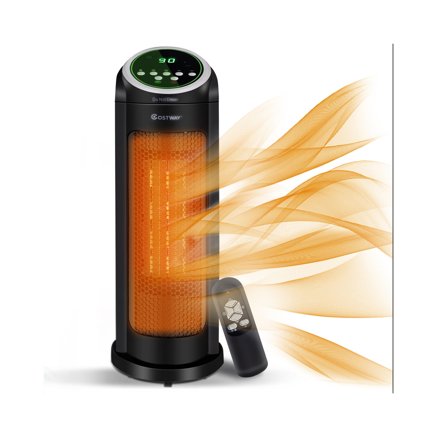 Costway Portable Oscillating PTC Ceramic Space Heater 1500W LED 12H Timer Remote Control