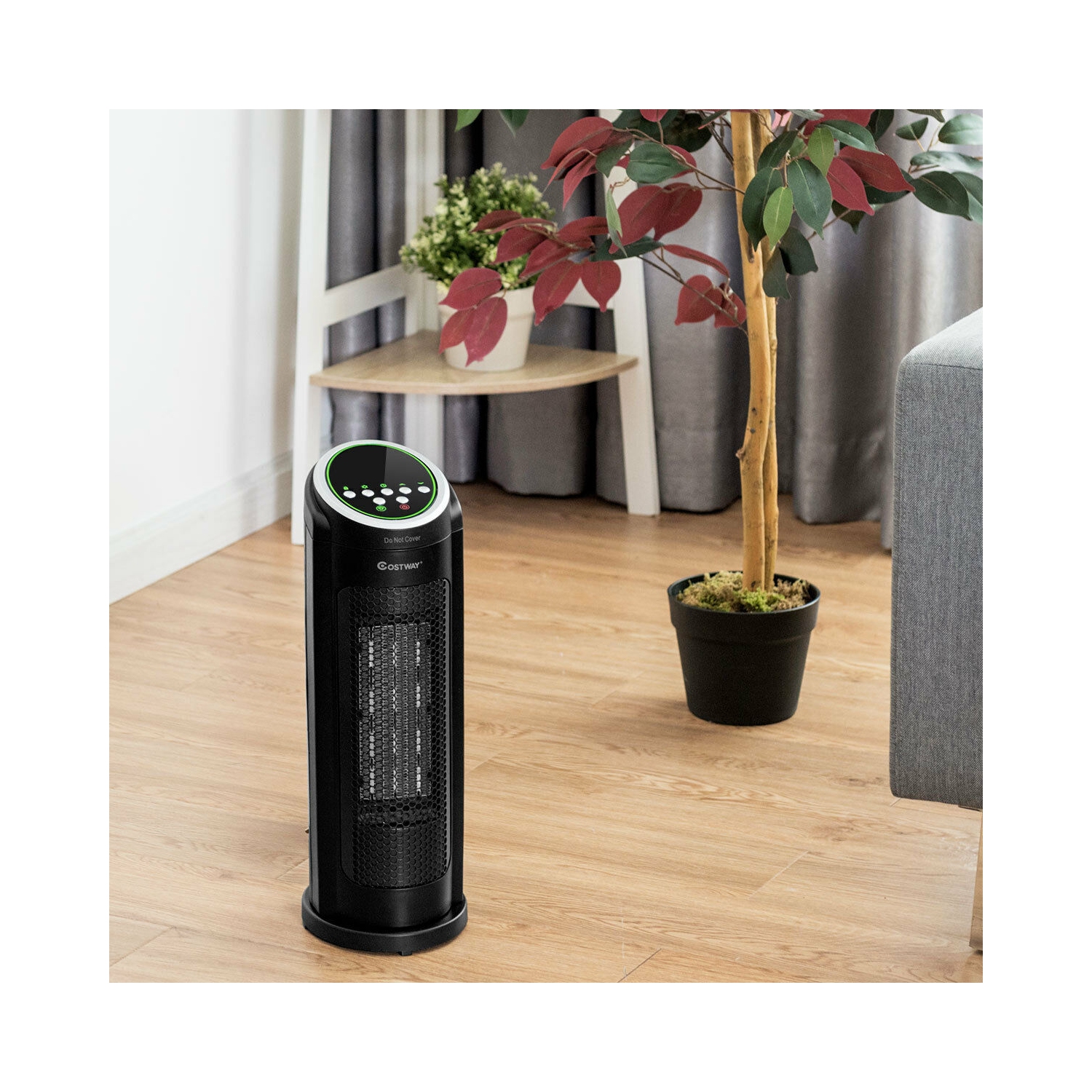 Costway Portable Oscillating PTC Ceramic Space Heater 1500W LED 12H Timer Remote Control