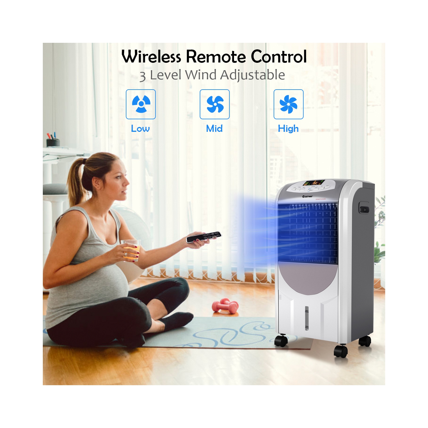 Humidificateur et ventilateur refroidisseur d’air portatif avec télécommande à filtre lavable de Costway