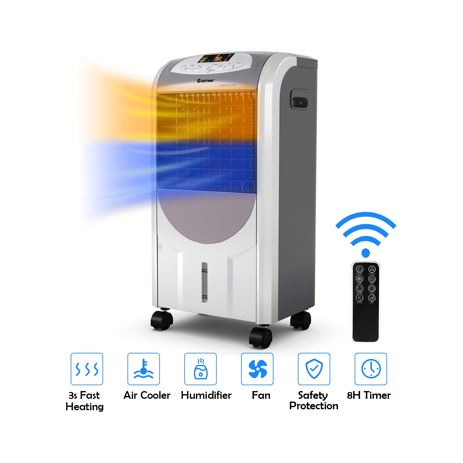 Humidificateur et ventilateur refroidisseur d’air portatif avec télécommande à filtre lavable de Costway