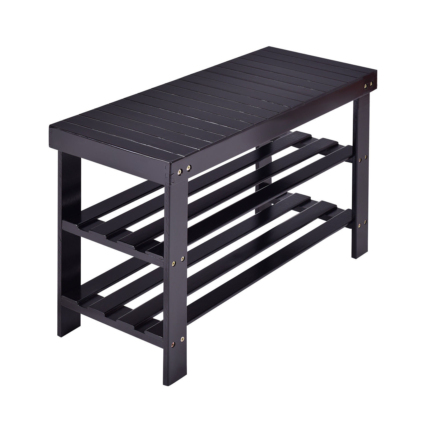 Costway 3 Tier Bamboo Shoe Rack Bench Storage Shelf Organizer Entryway Home
