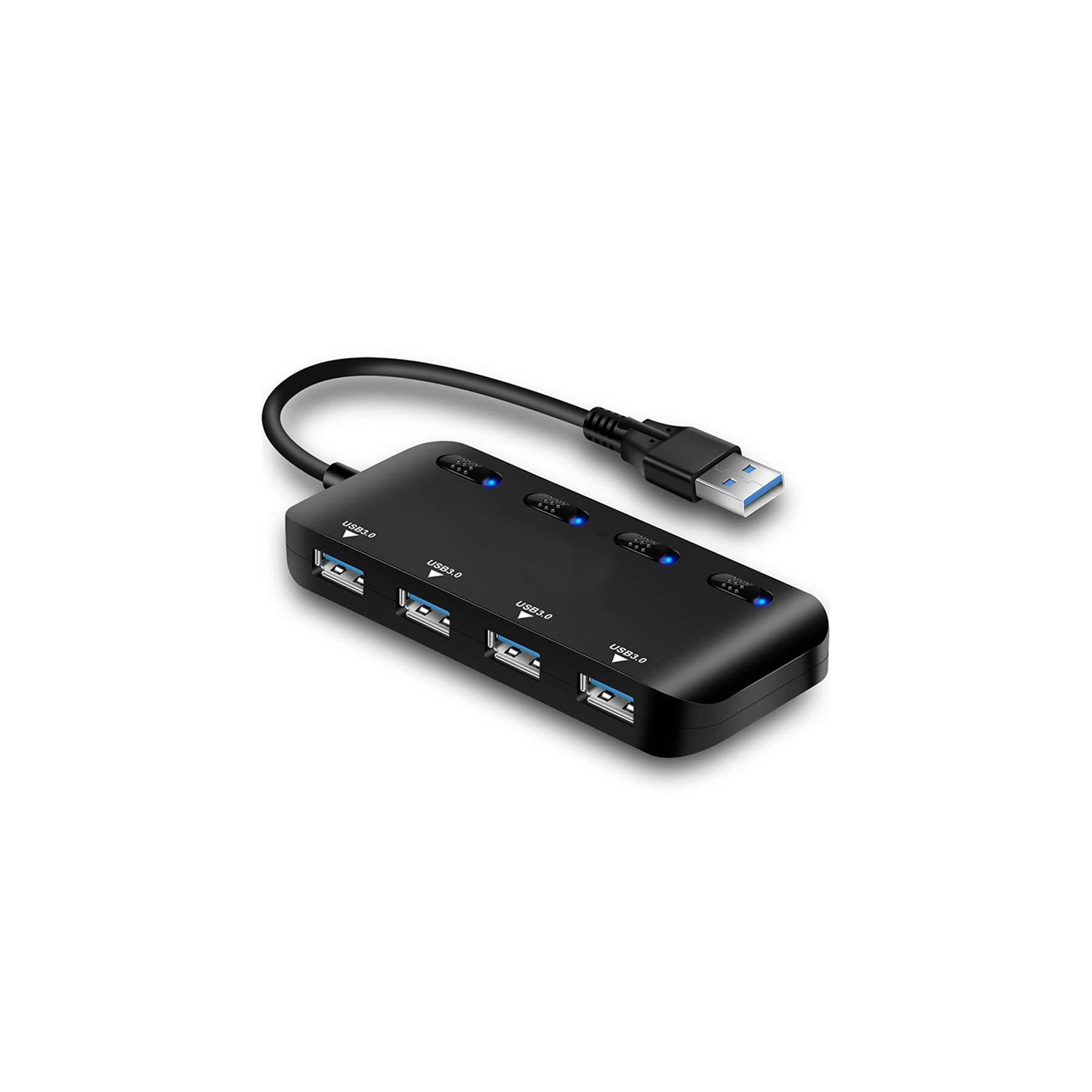 Concentrateur USB à 3.0 4 ports d’axGear avec commutateur marche-arrêt portable mince pour ordinateur de bureau MacBook