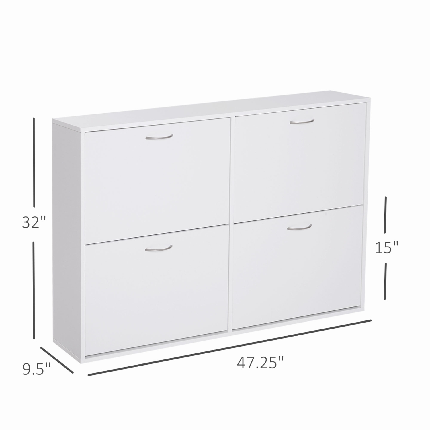 HOMCOM Shoe Cabinet for Entryway Hallway, Shoe Storage Cabinet with 4 Flip Drawers and Adjustable Shelves for 24 Pairs of Shoes, White