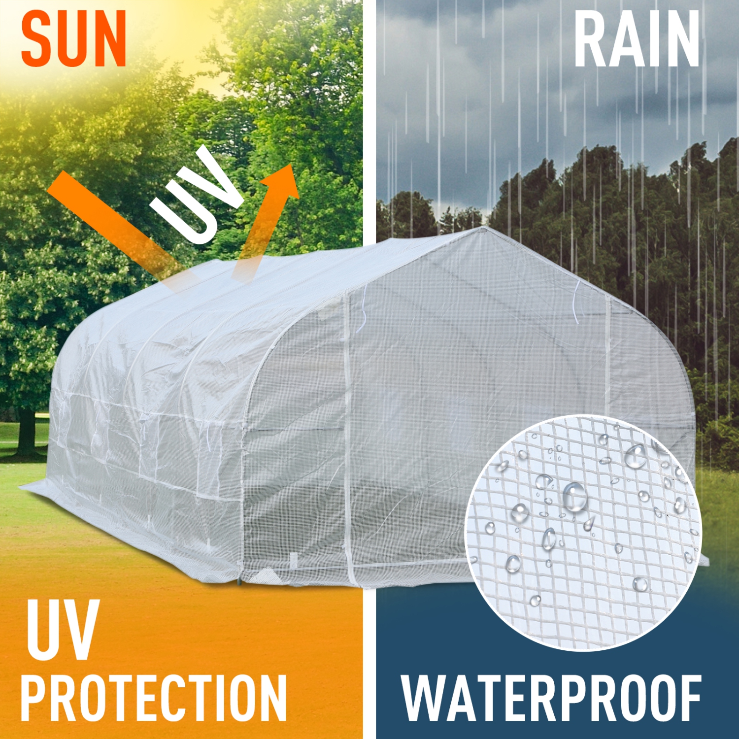 Tente de serre de 20 x 10 x 7 pi d’Outsunny - Blanc de serre