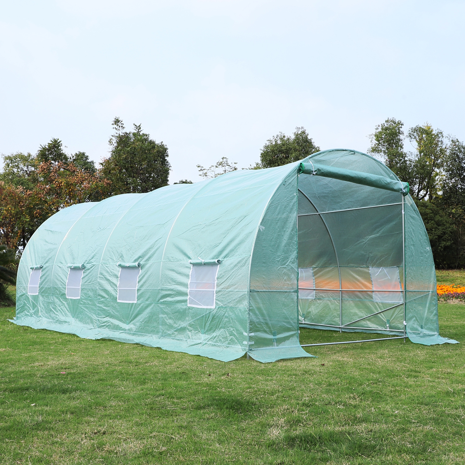 Tente de tunnel de service intense vert de Outsunny