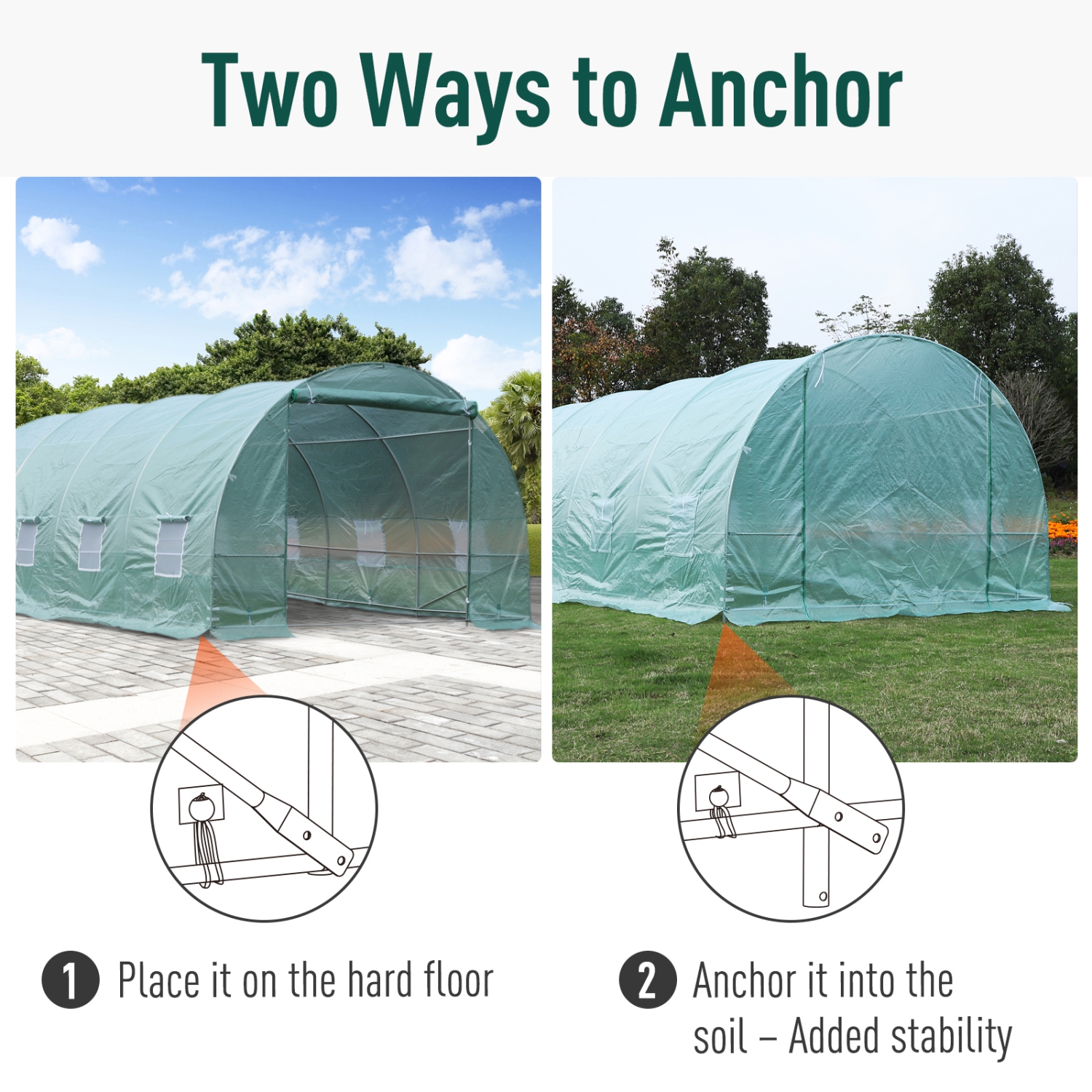 Tente de tunnel de service intense vert de Outsunny